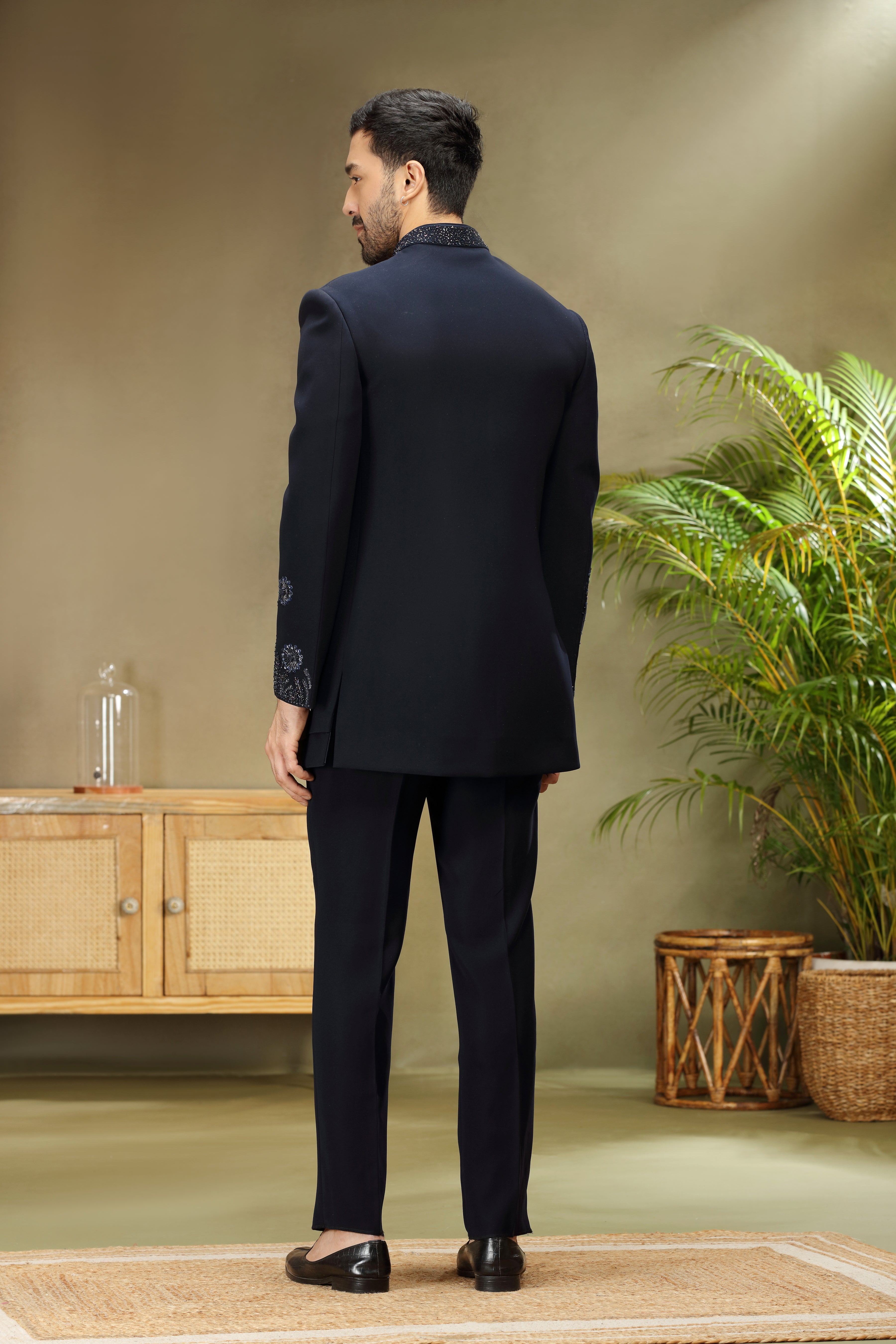 Black Indo Set with Sequins, Beads and Cutdana Work