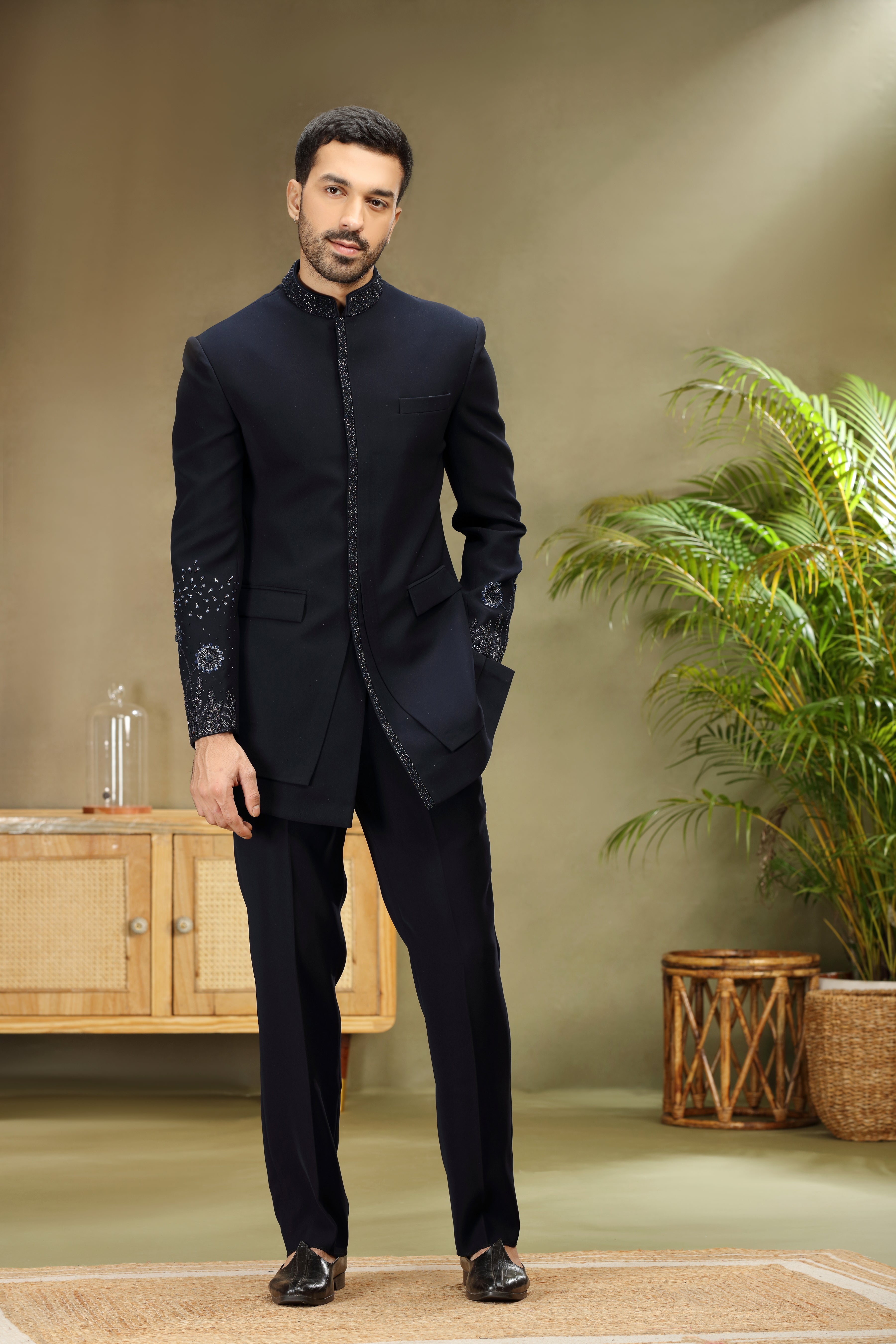 Black Indo Set with Sequins, Beads and Cutdana Work