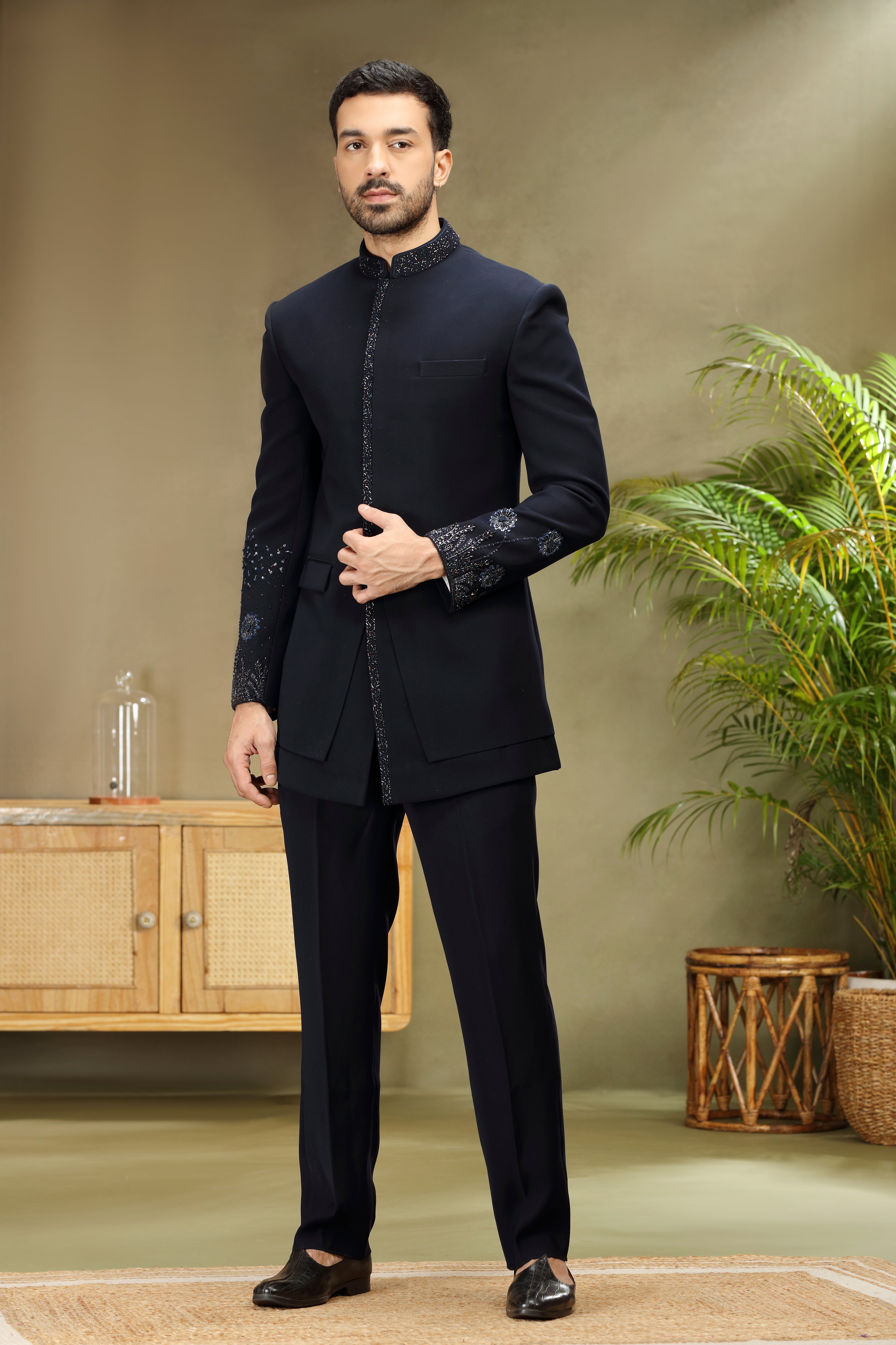 Black Indo Set with Sequins, Beads and Cutdana Work