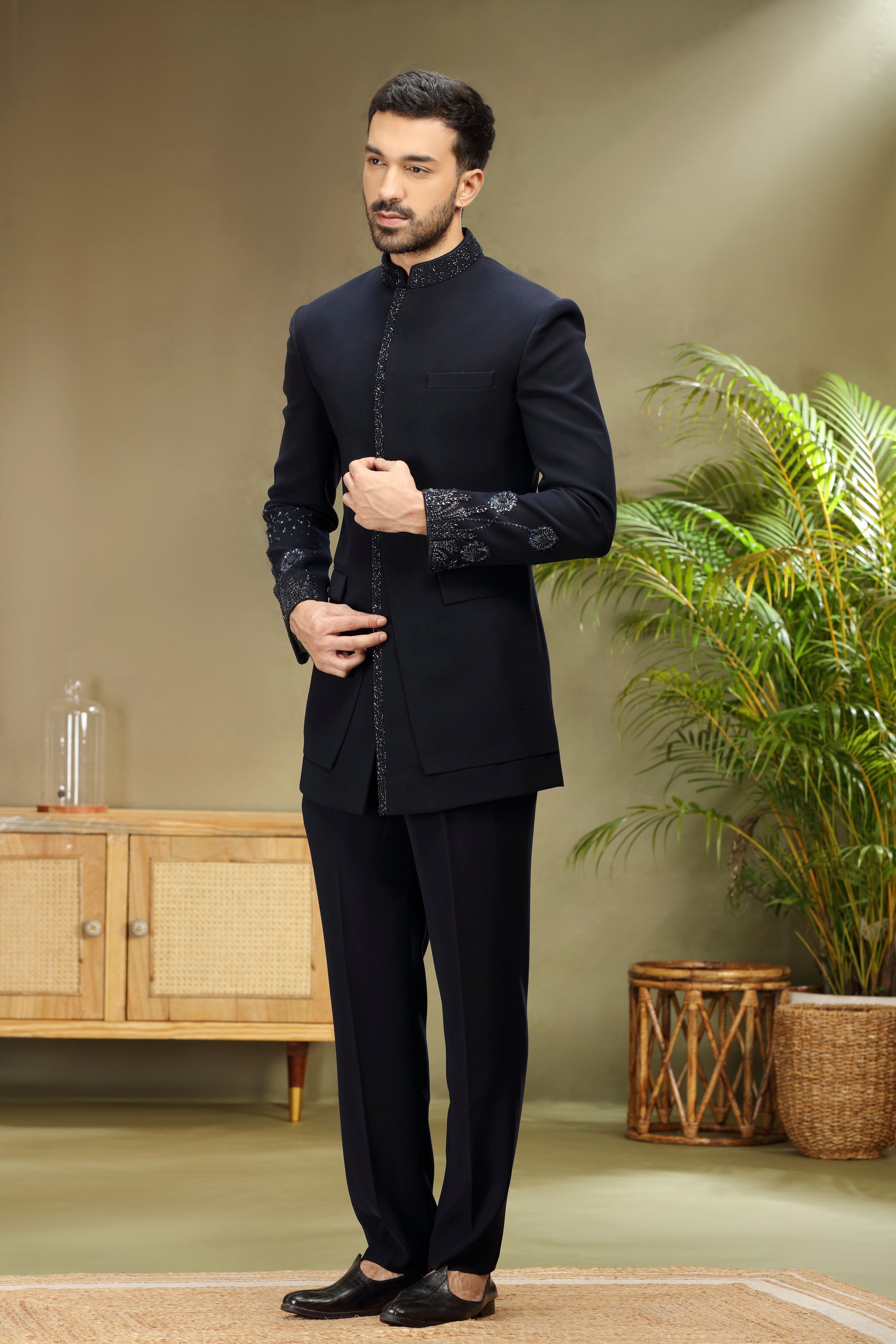 Black Indo Set with Sequins, Beads and Cutdana Work