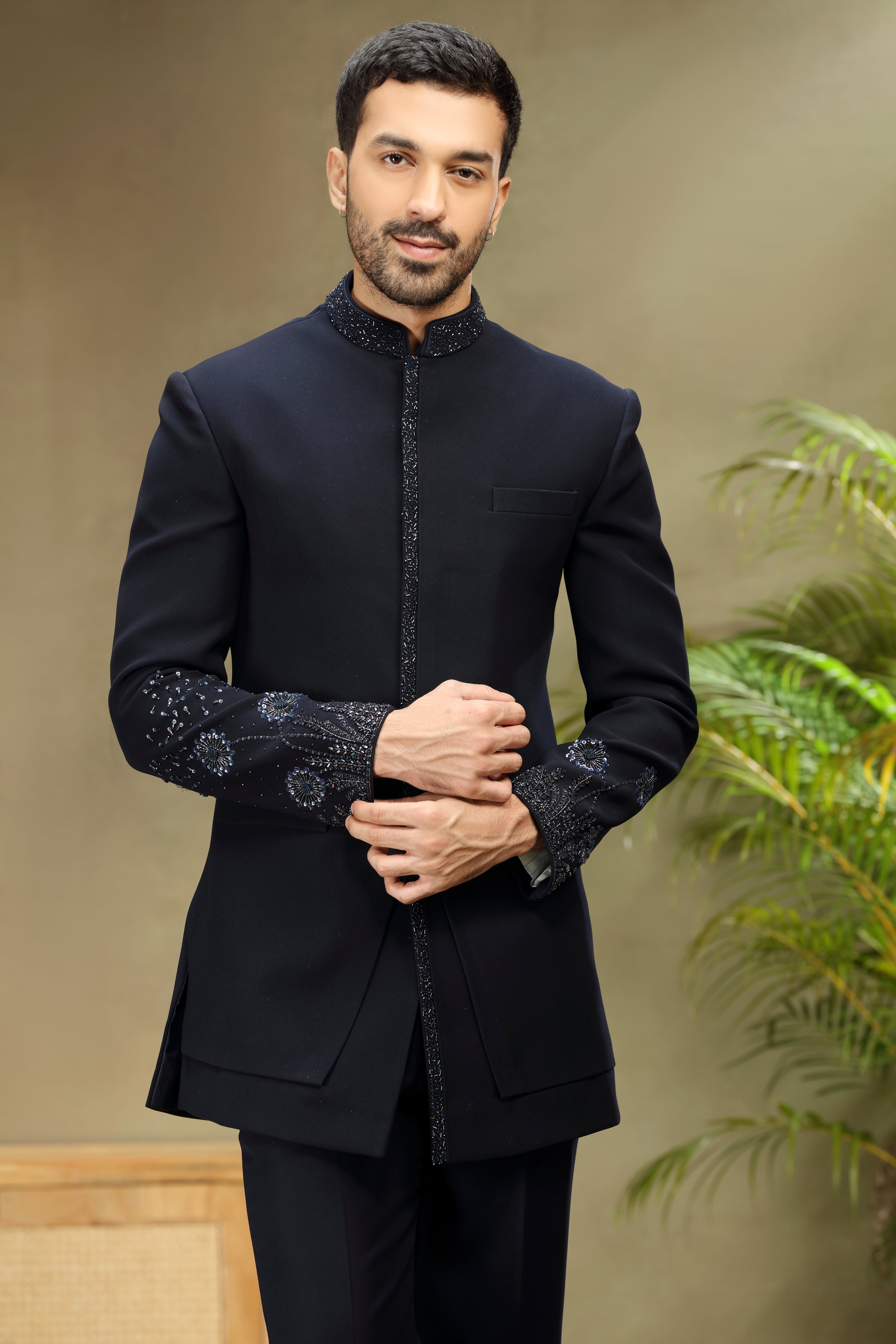 Black Indo Set with Sequins, Beads and Cutdana Work