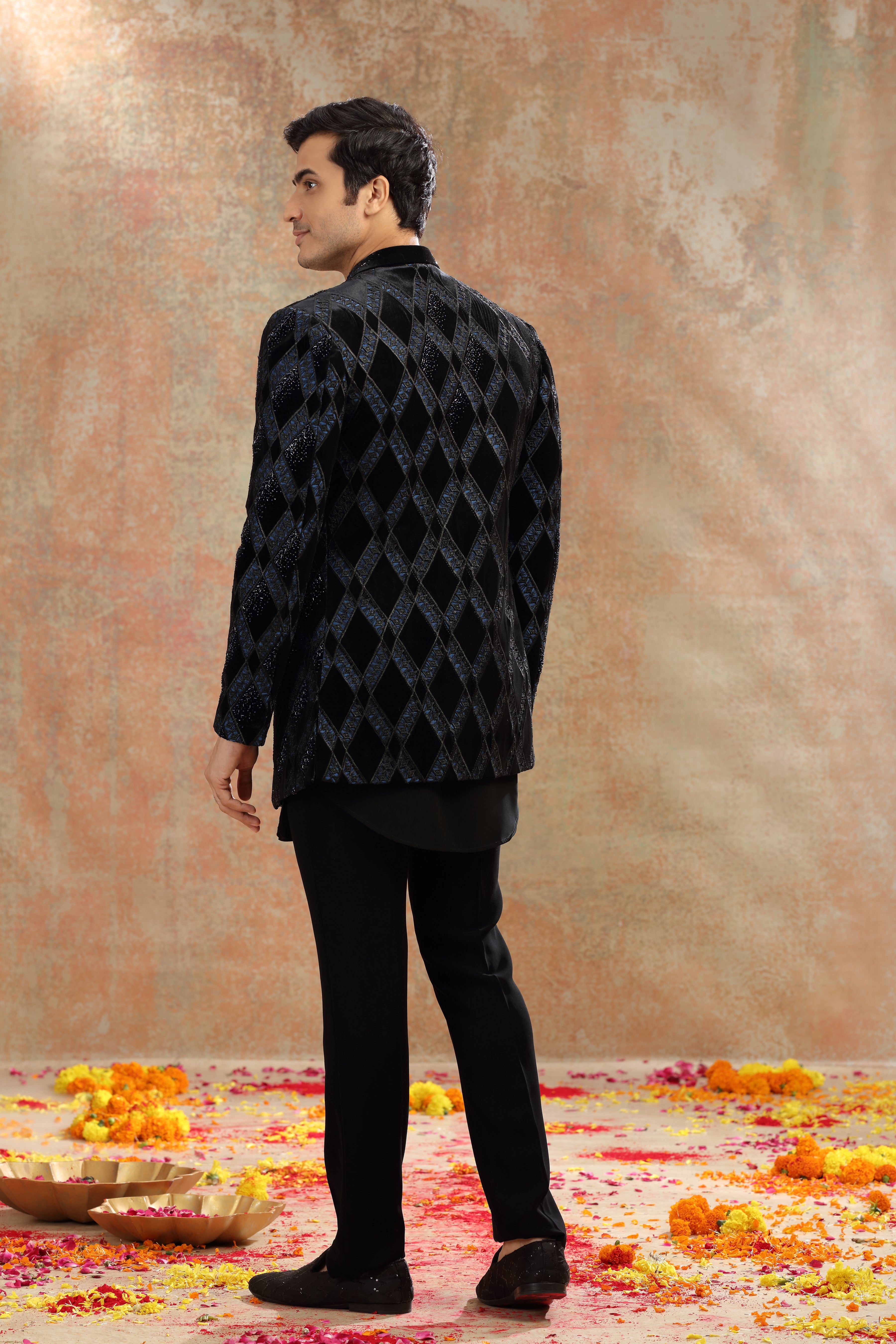 Black Velvet Indo Set with Cutdana, Beads & Sequins