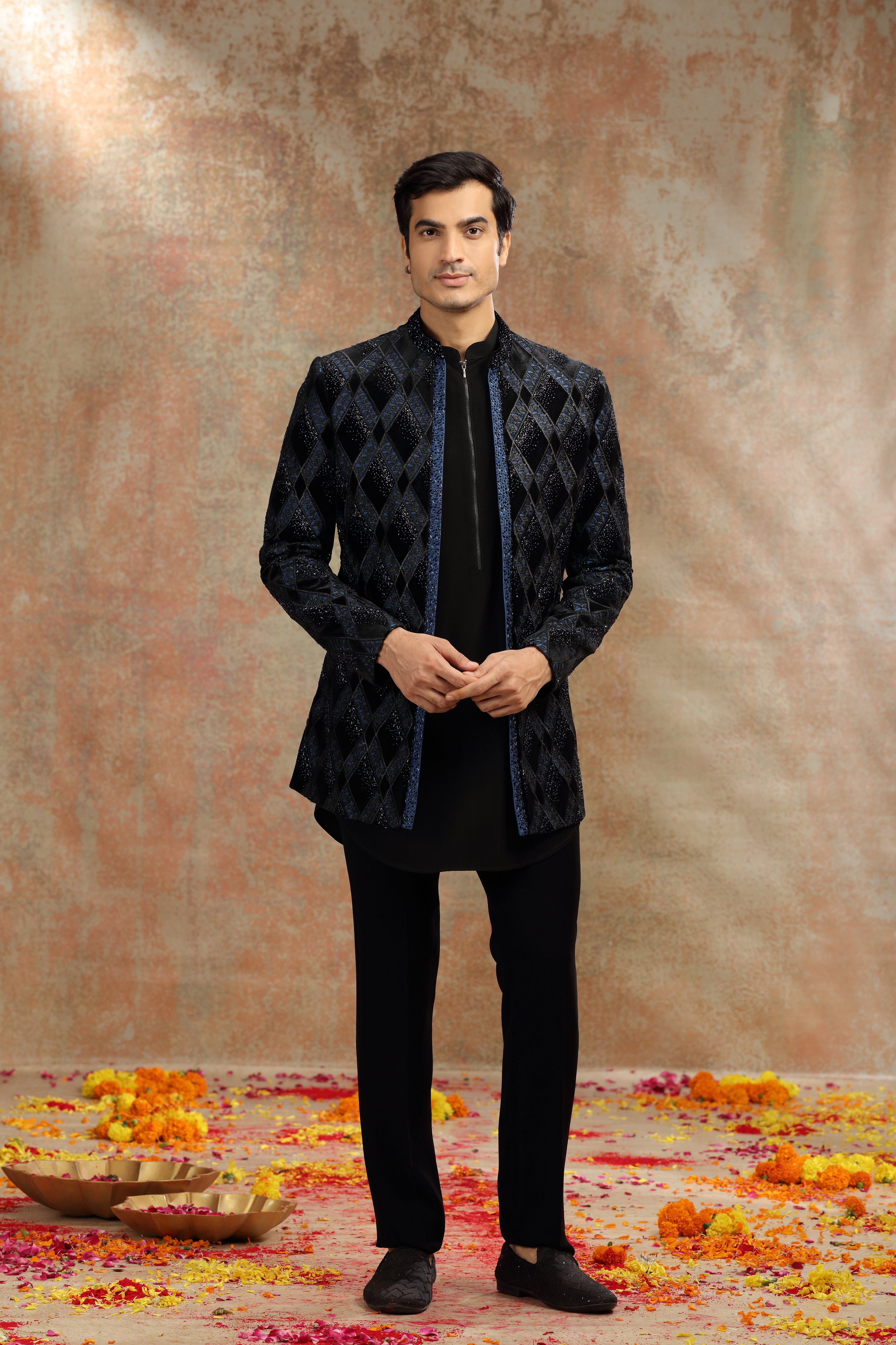 Black Velvet Indo Set with Cutdana, Beads & Sequins