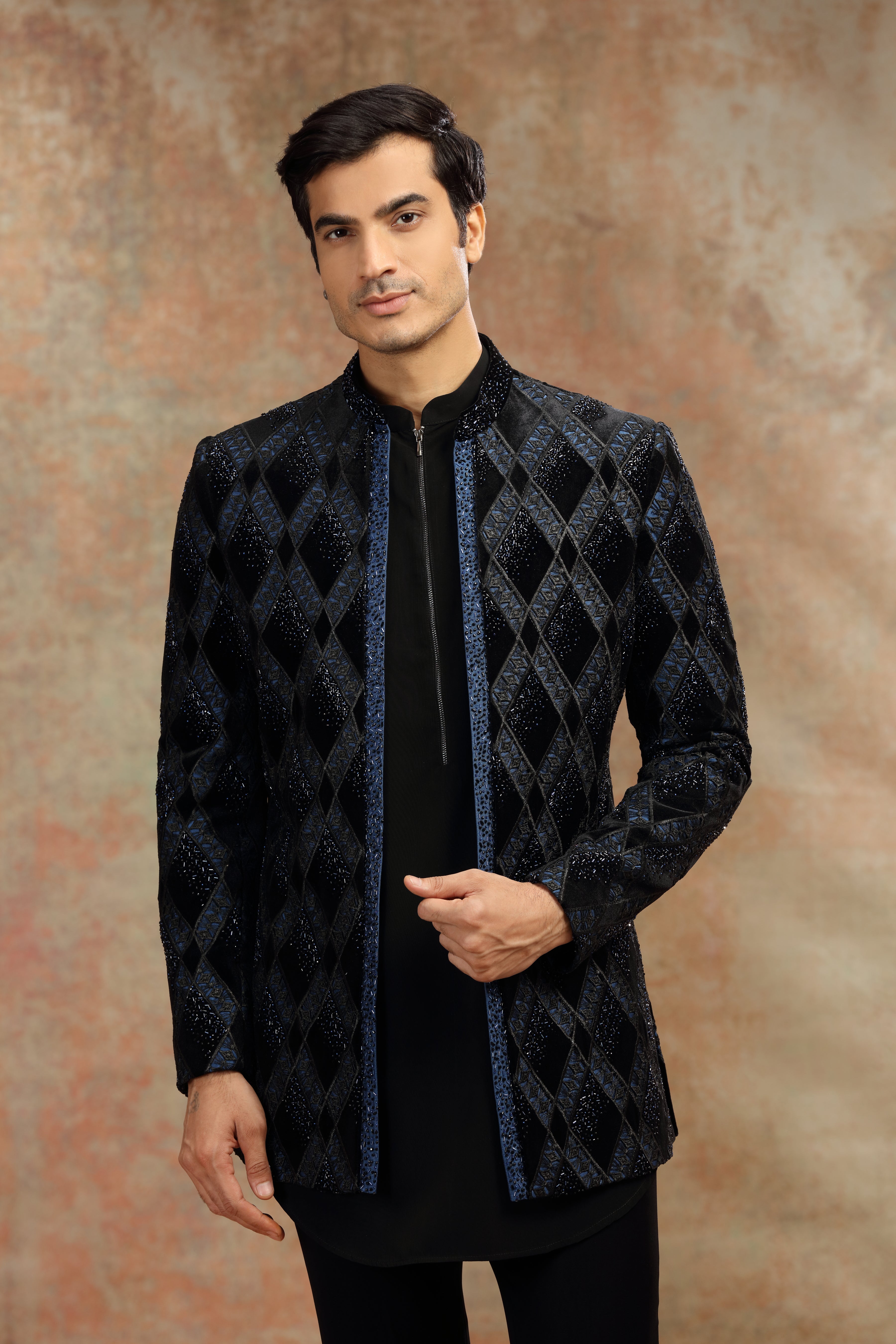 Black Velvet Indo Set with Cutdana, Beads & Sequins