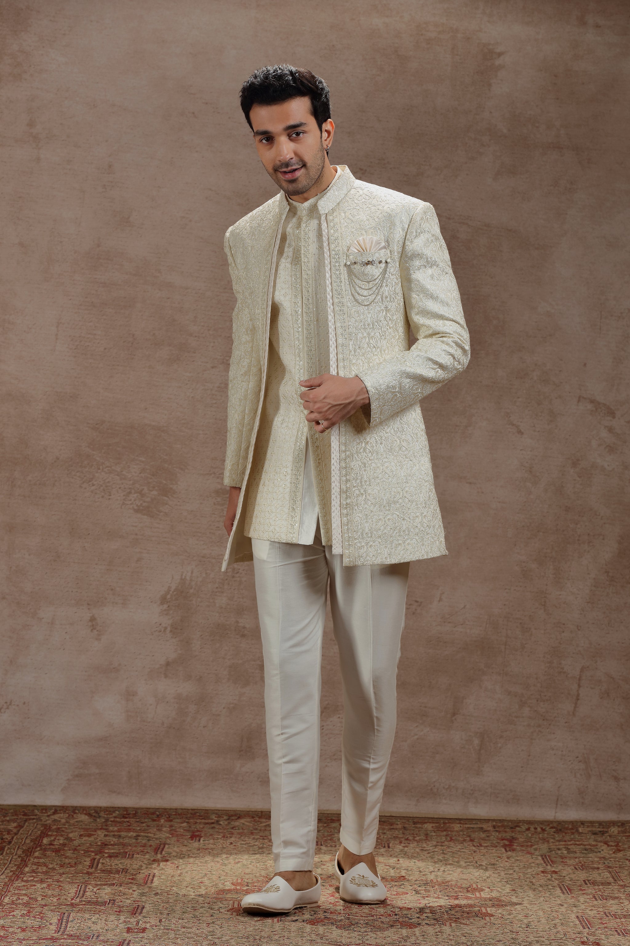 Ivory structure indowestern set