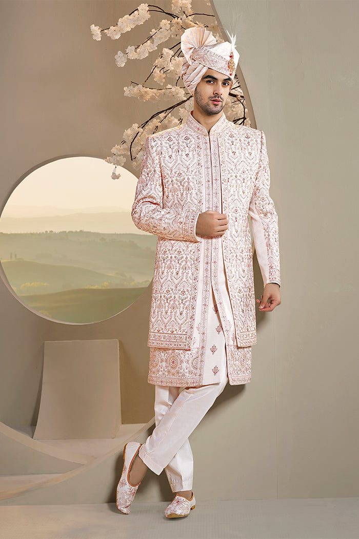 Rose Gold Hand Embroidered Indo-Western Set - Shreeman