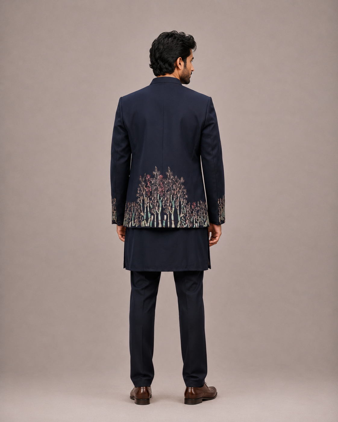 Blue Imported Fabric Jodhpuri Suit with Hand Work