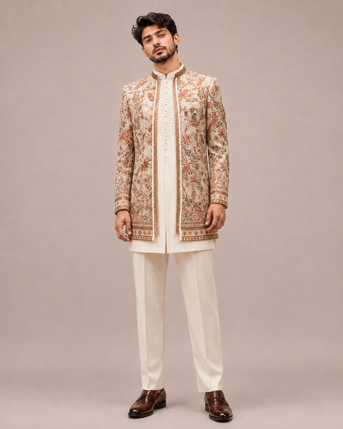 Multi Color Silk Indo Western with Computer Embroidery Work