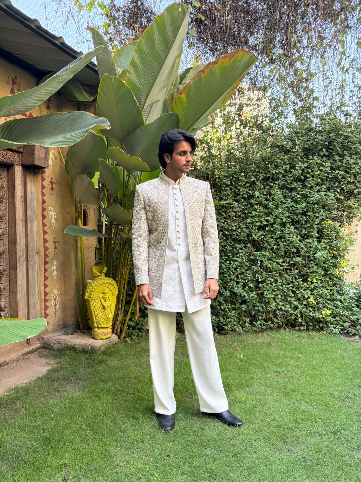 Beige IndoWestern dress for Men