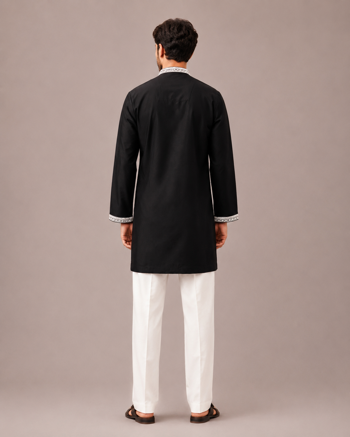 Black Korean Fabric Kurta Set with Computer Work