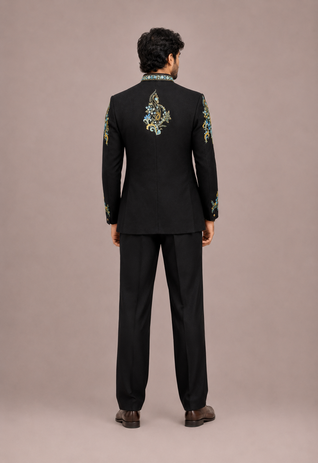 Black Pure Raw Silk Jodhpuri Suit