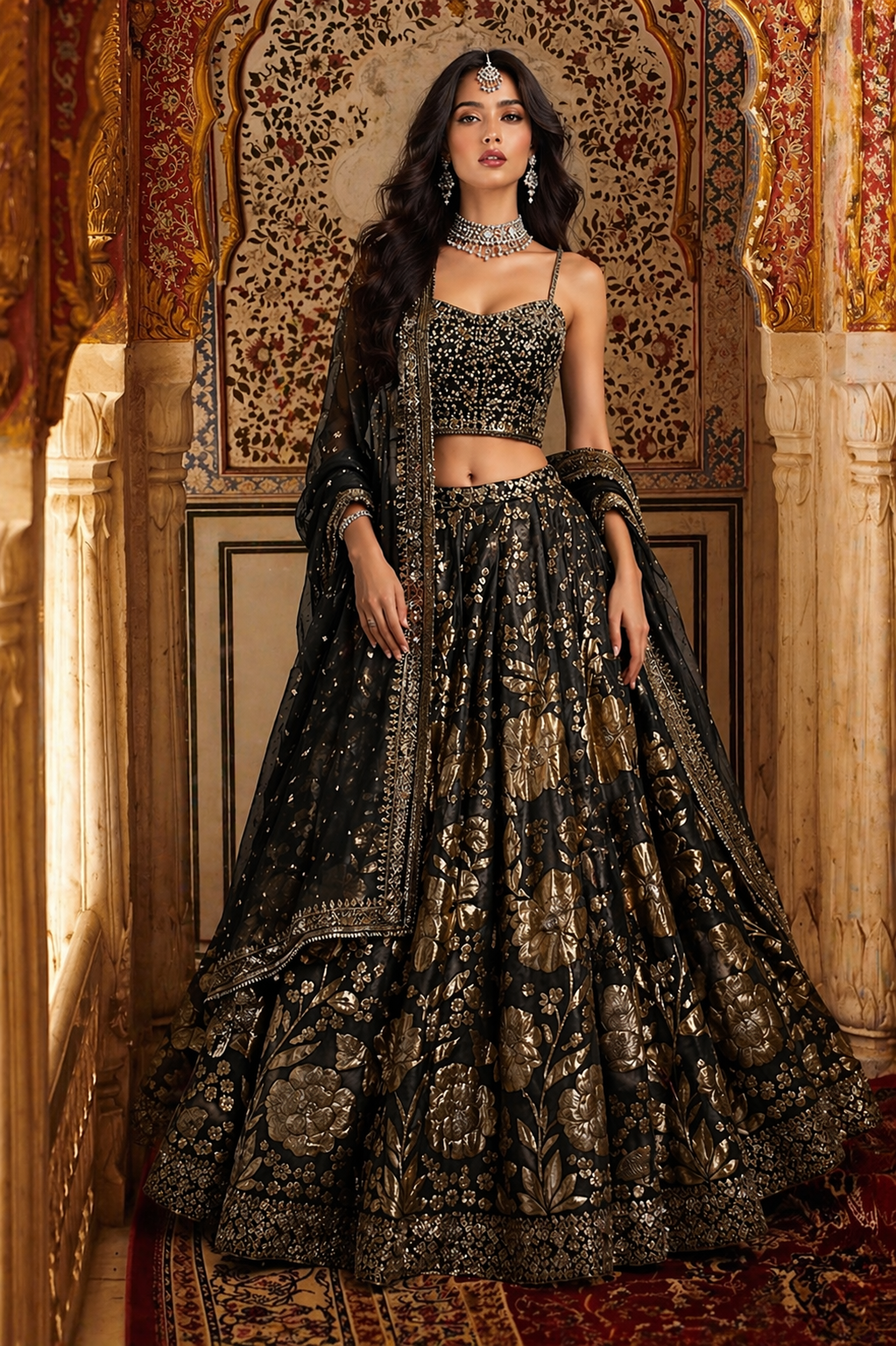 Brown Tisu Silk Lehenga Choli