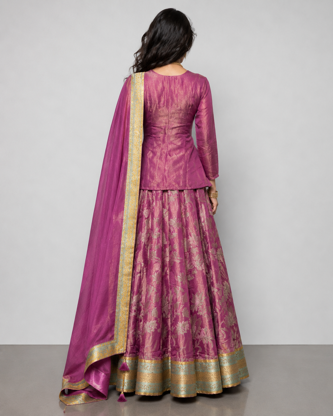 Pink Tissue Silk Choli with Zardozi and Gath Work