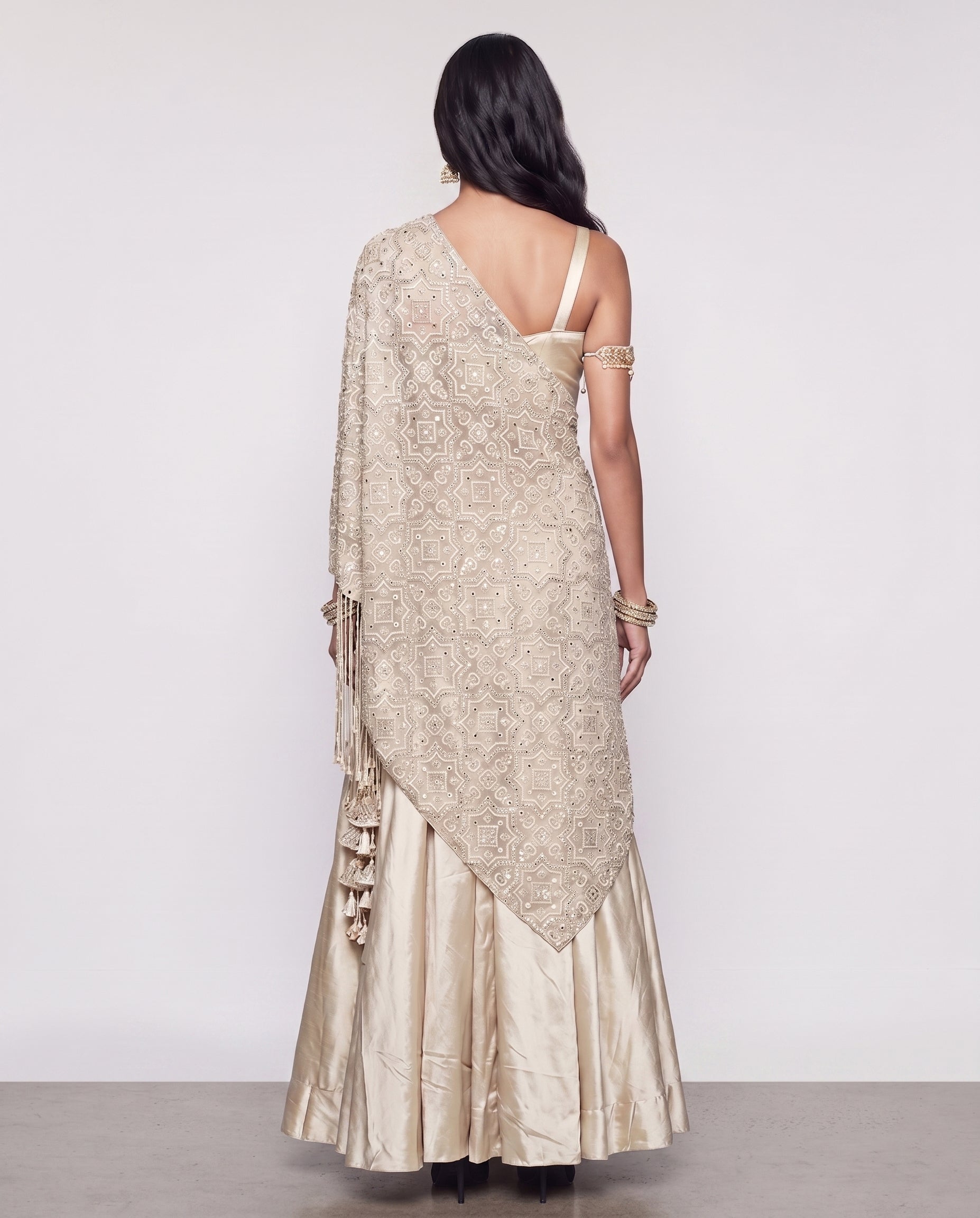 Chiku Soft Silk Indo western with Kasab Mirror Resham Work