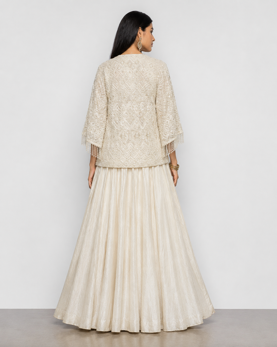 Cream Soft Silk Choli with Moti Kardana Sequins and Resham Work