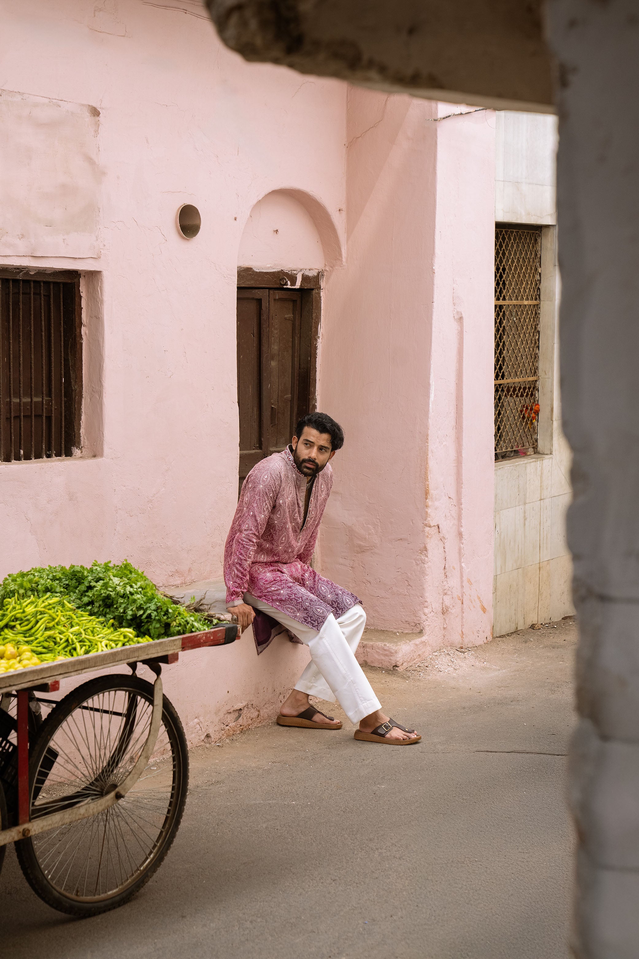 Art Silk Kurta for Men with Resham & Sequins Work