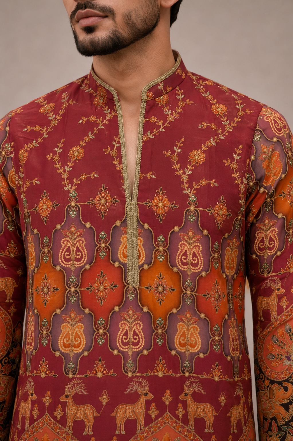 Dark Pink Silk Kurta Set