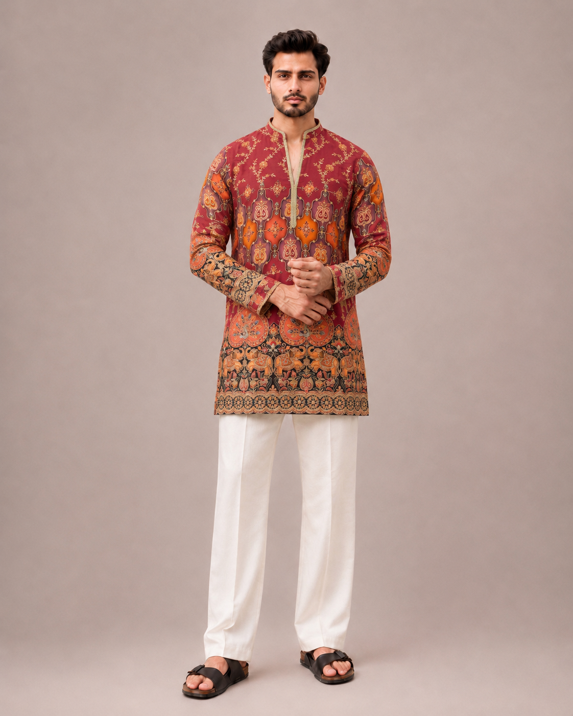Dark Pink Silk Kurta Set