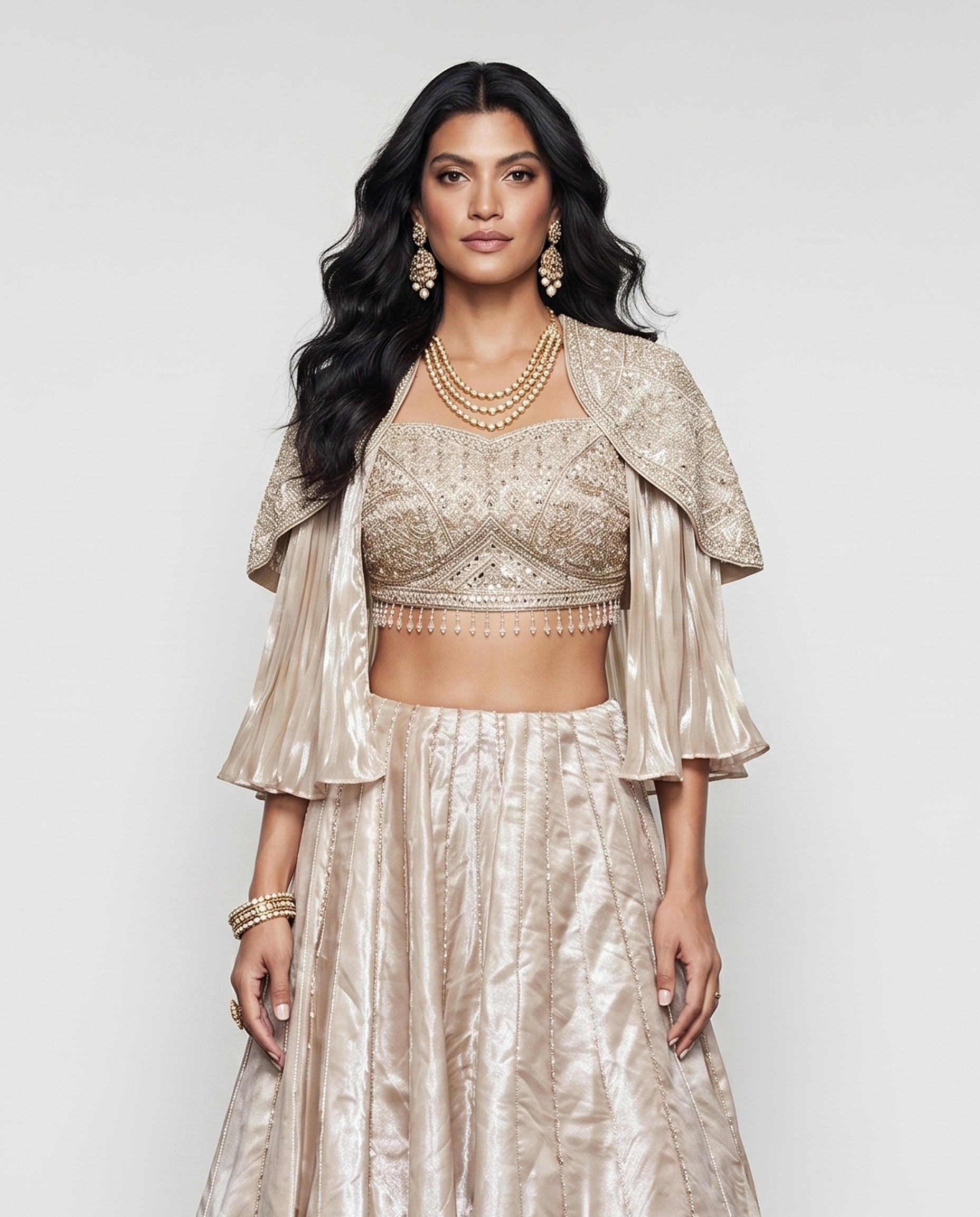 Gold Tissue Silk Indo Western