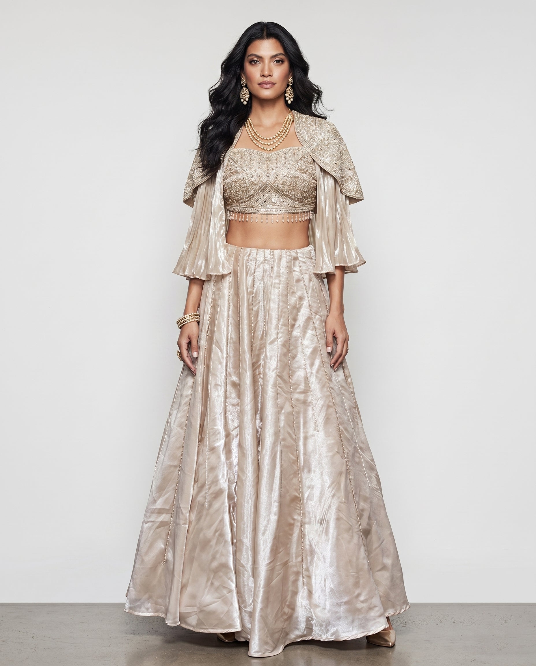 Gold Tissue Silk Indo Western
