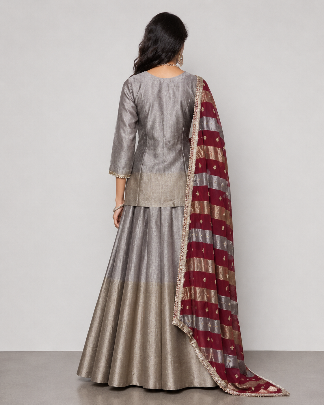 Gold Tissue Silk Lehenga Choli with Zartar Work