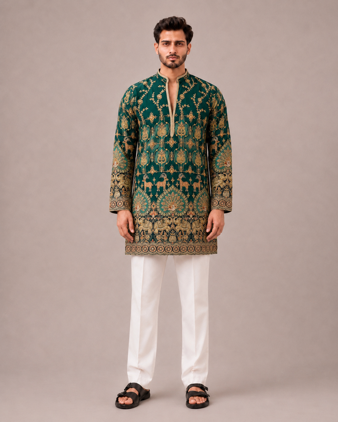 Green Silk Kurta Set