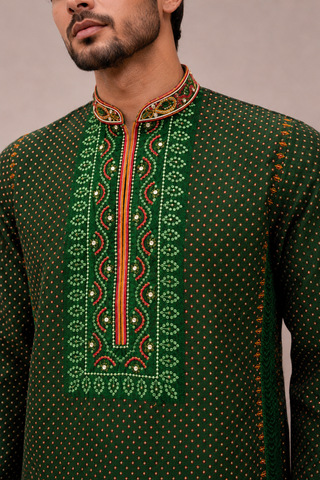 Green Soft Silk Kurta Set