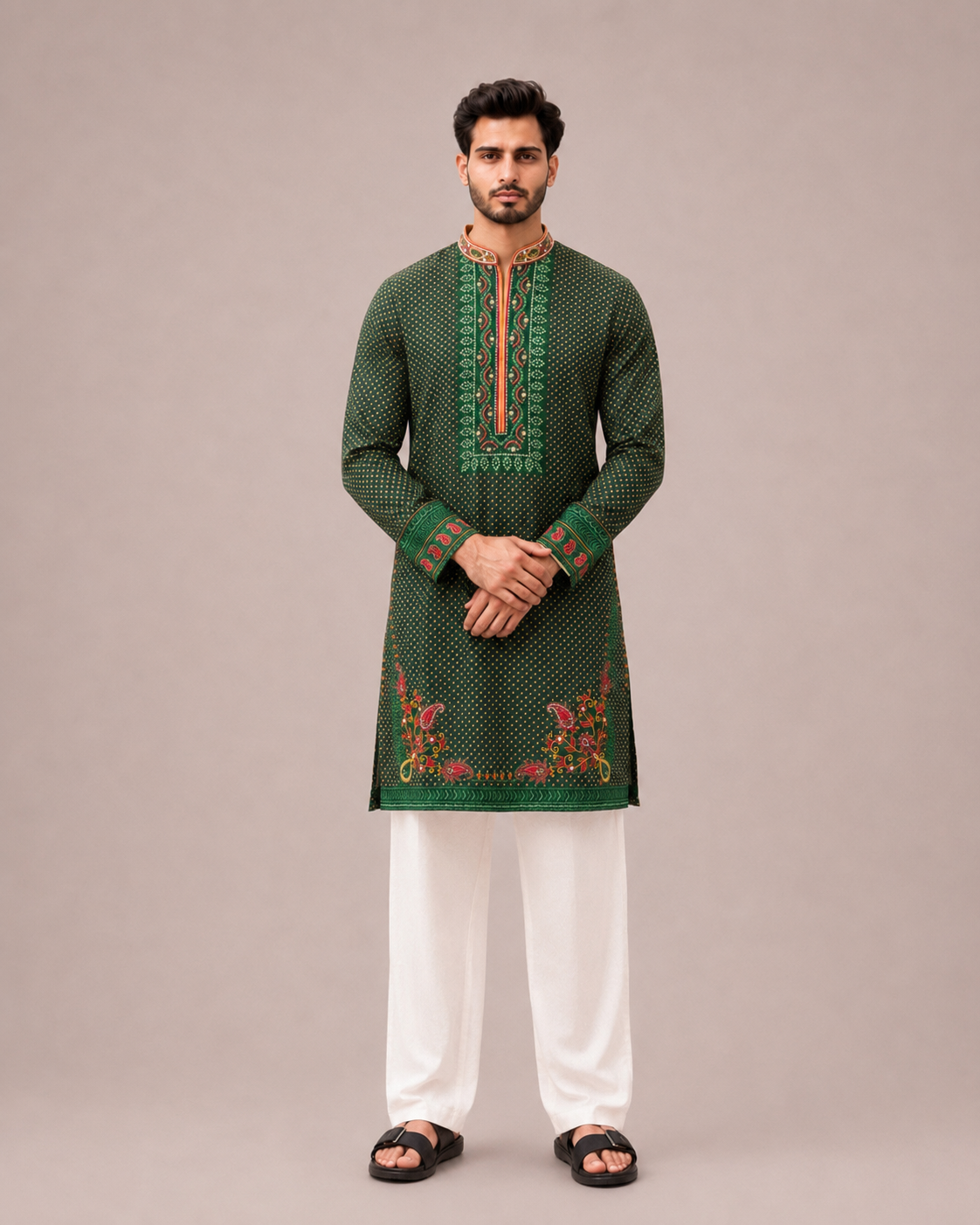 Green Soft Silk Kurta Set