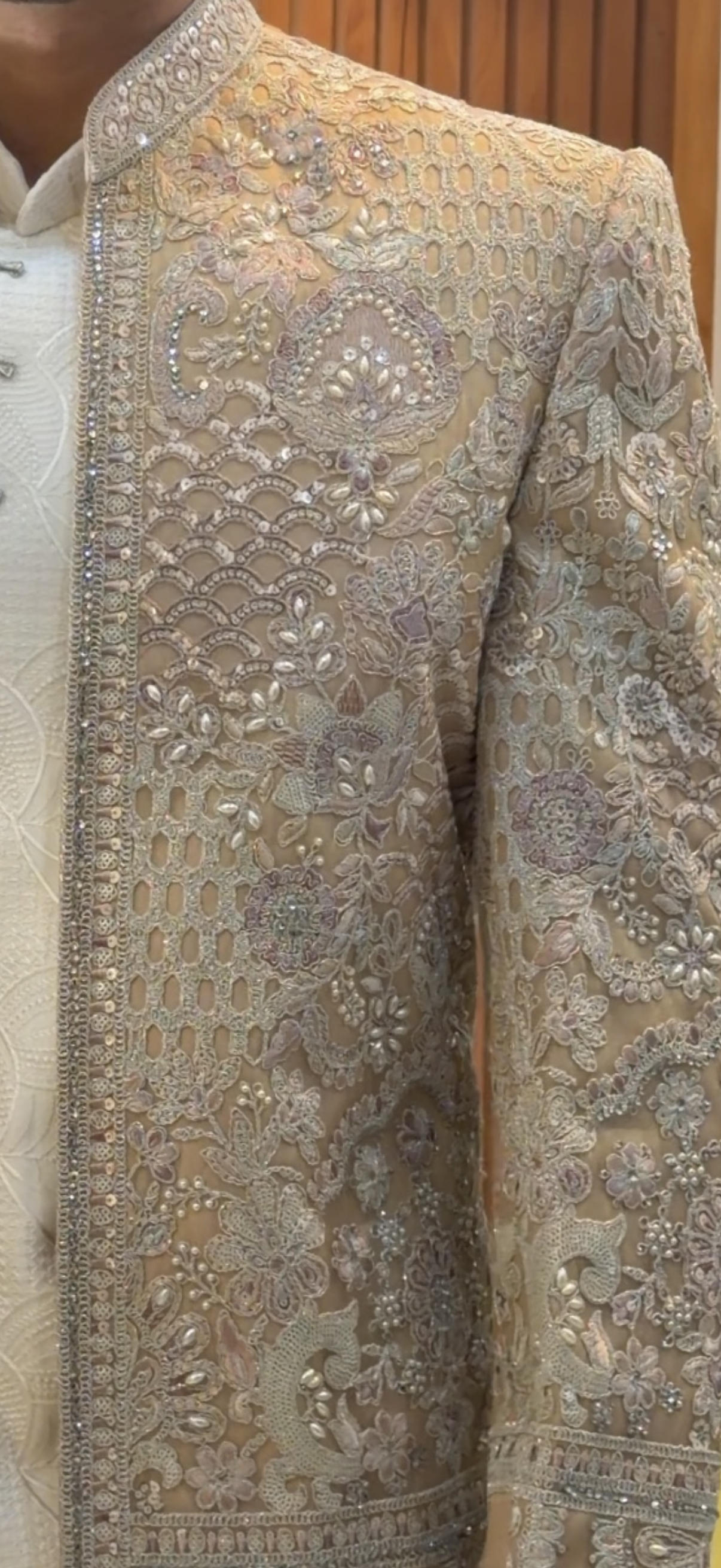 Champagne Gold Indo Western with Resham, Sequins and Beadwork