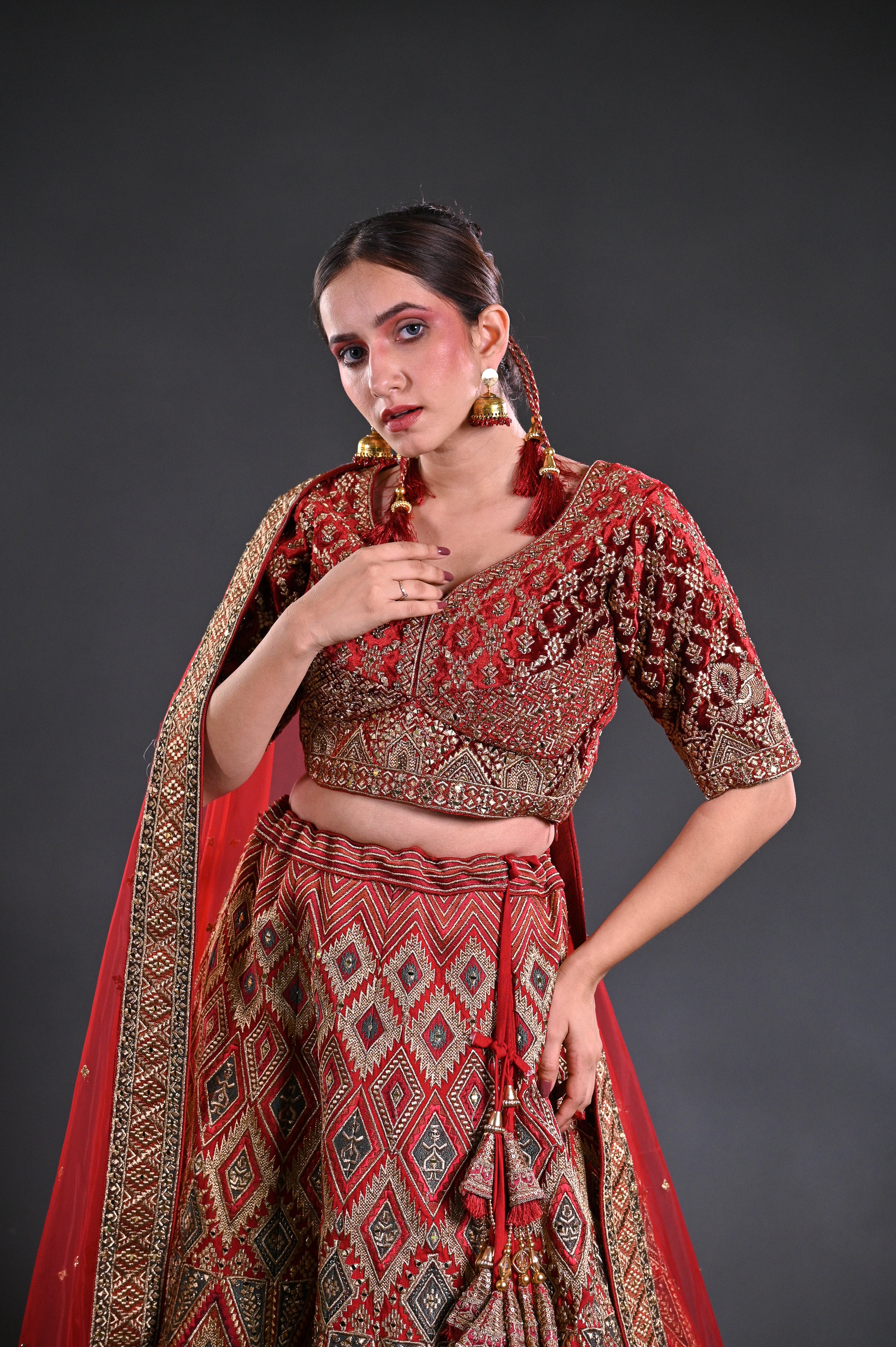 maroon bridal lehenga