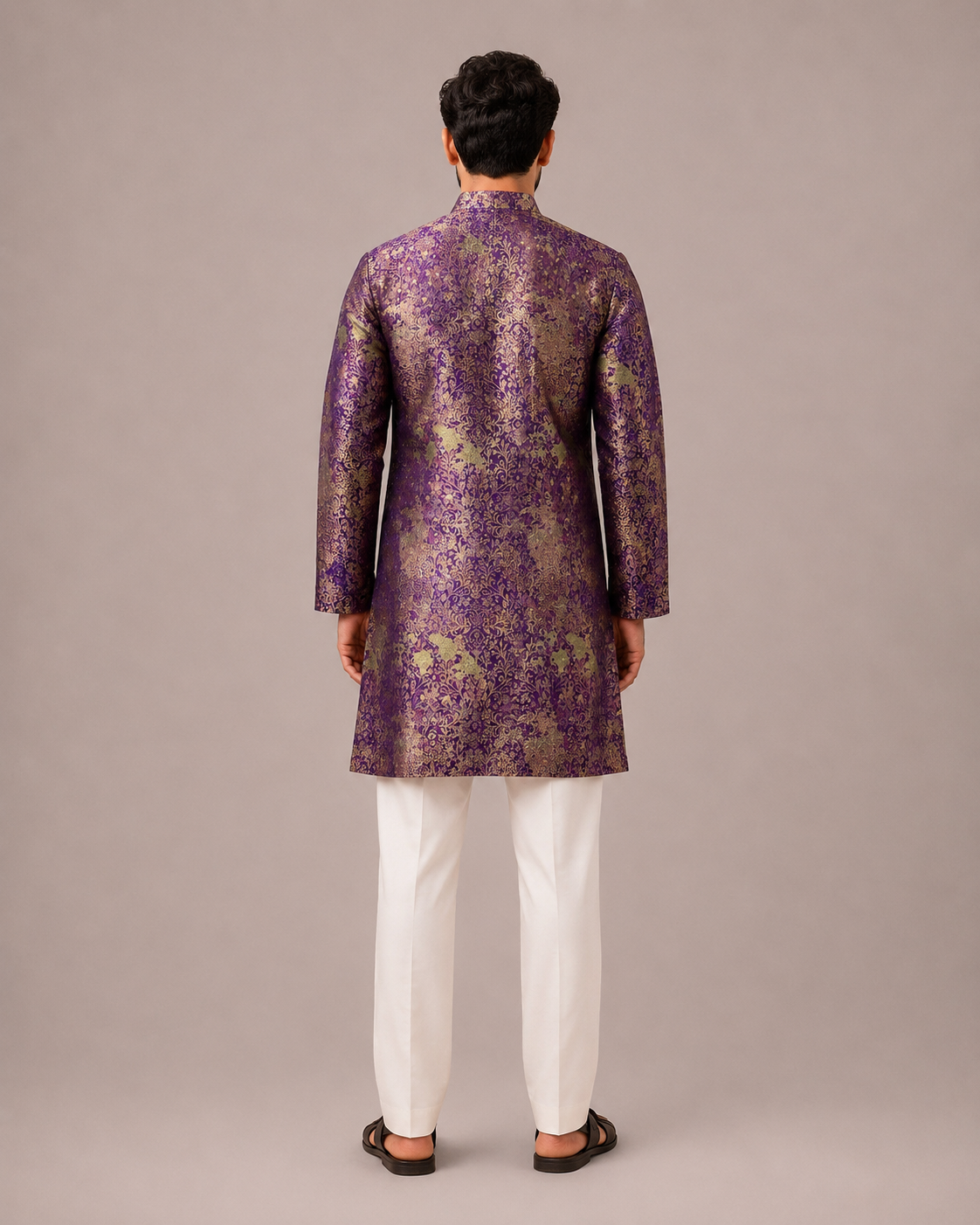 Jamli Silk Kurta Set with Brocade Print Work