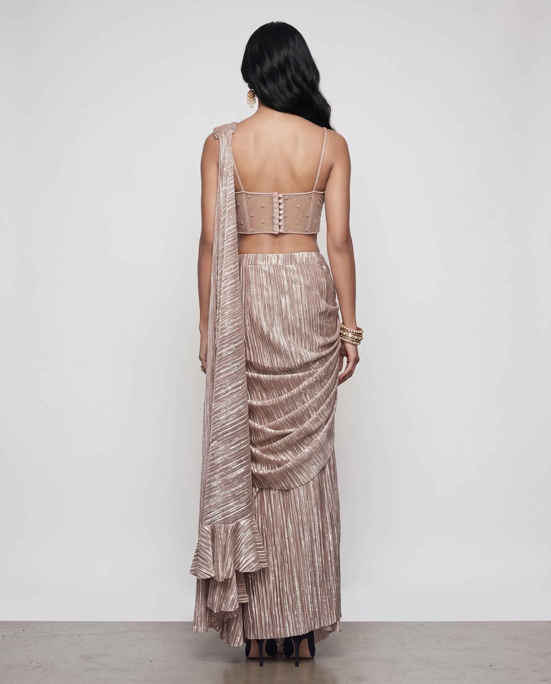 Lavender Crush Material Indo Western Dress with Kardana Moti and Sequins Work