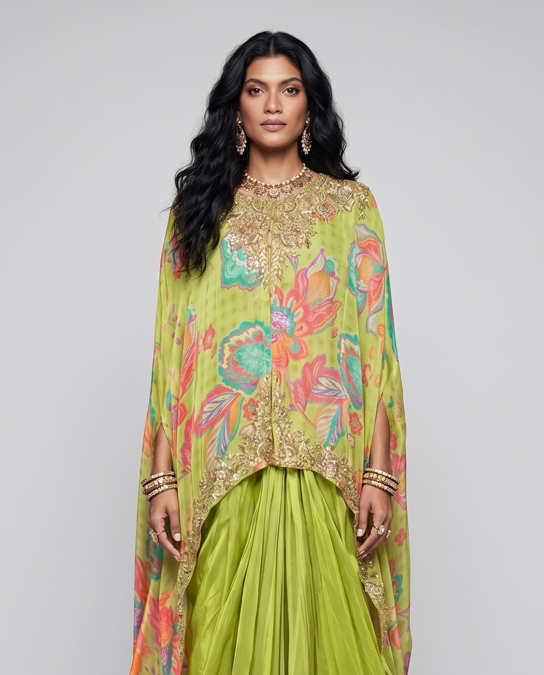 Lemon Soft Silk Indo Western