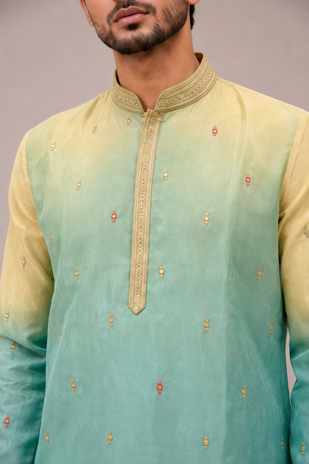 Lemon Tissue Silk Kurta Set