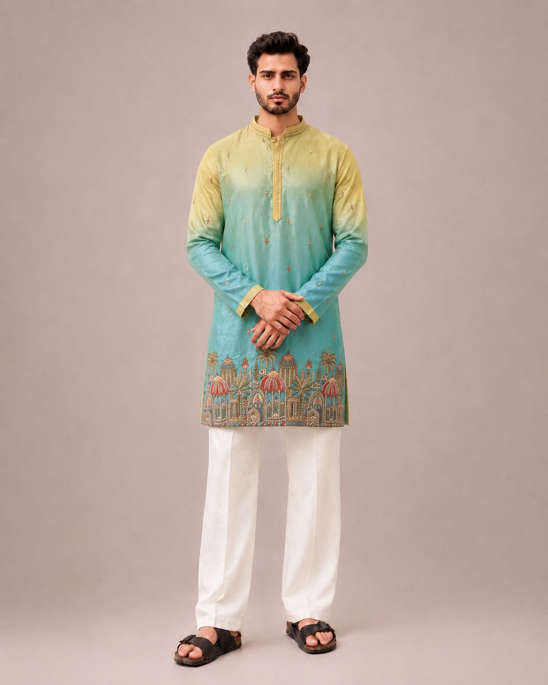 Lemon Tissue Silk Kurta Set
