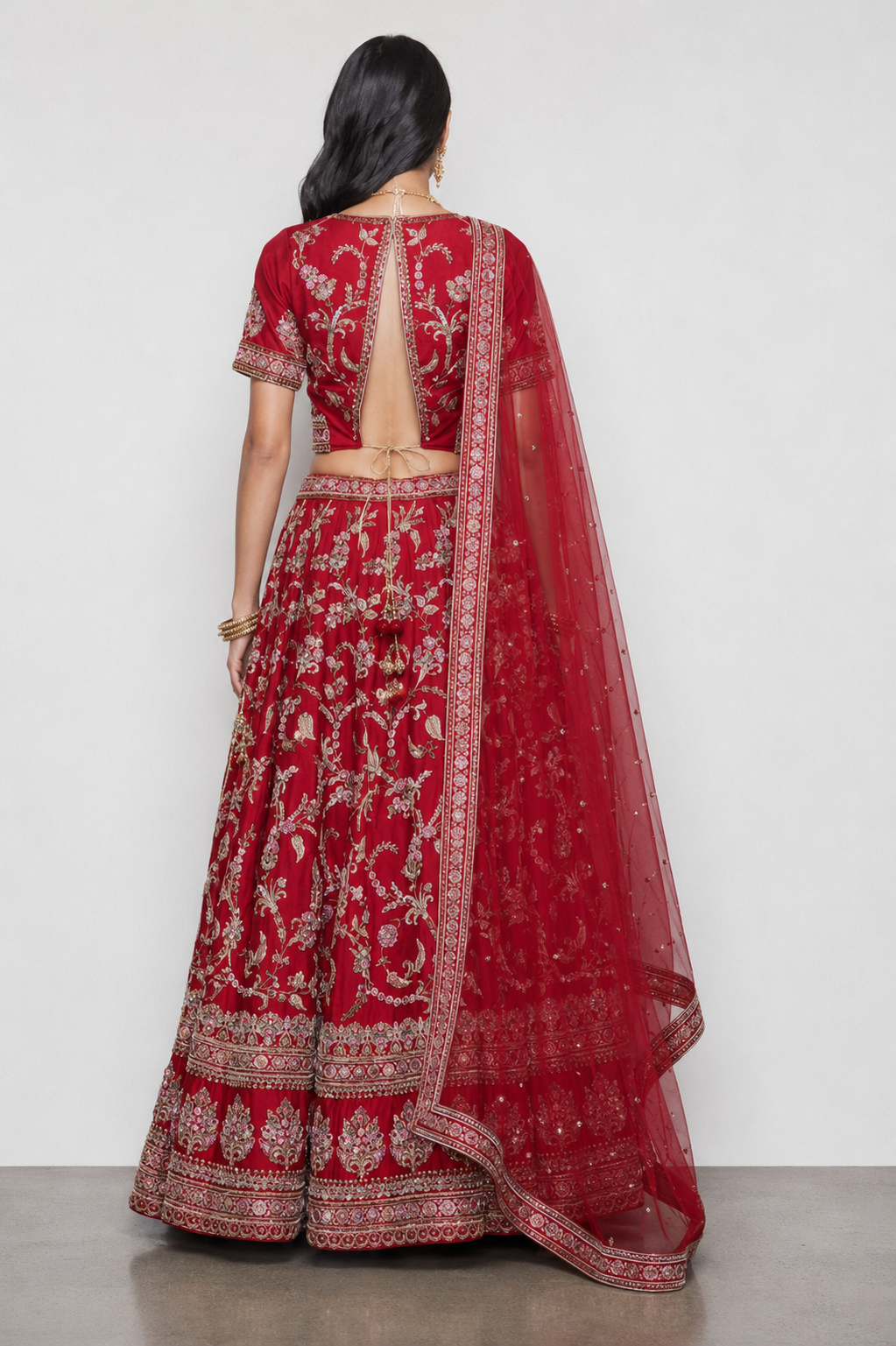 Maroon Pure Silk Bridal Lehenga with Resham and Diamond Work
