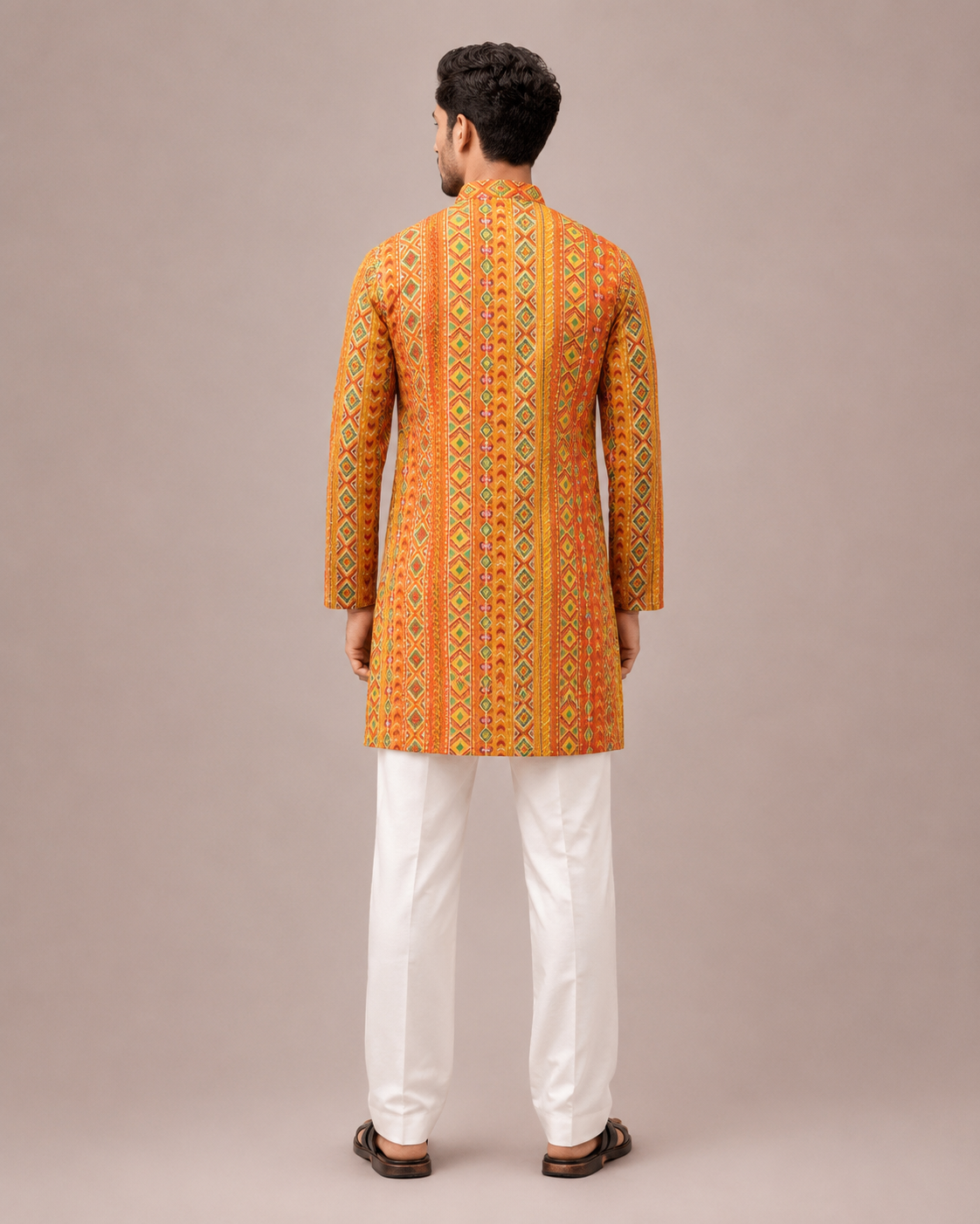 Mehndi Green Silk Kurta Set with Bandhani Print and Work