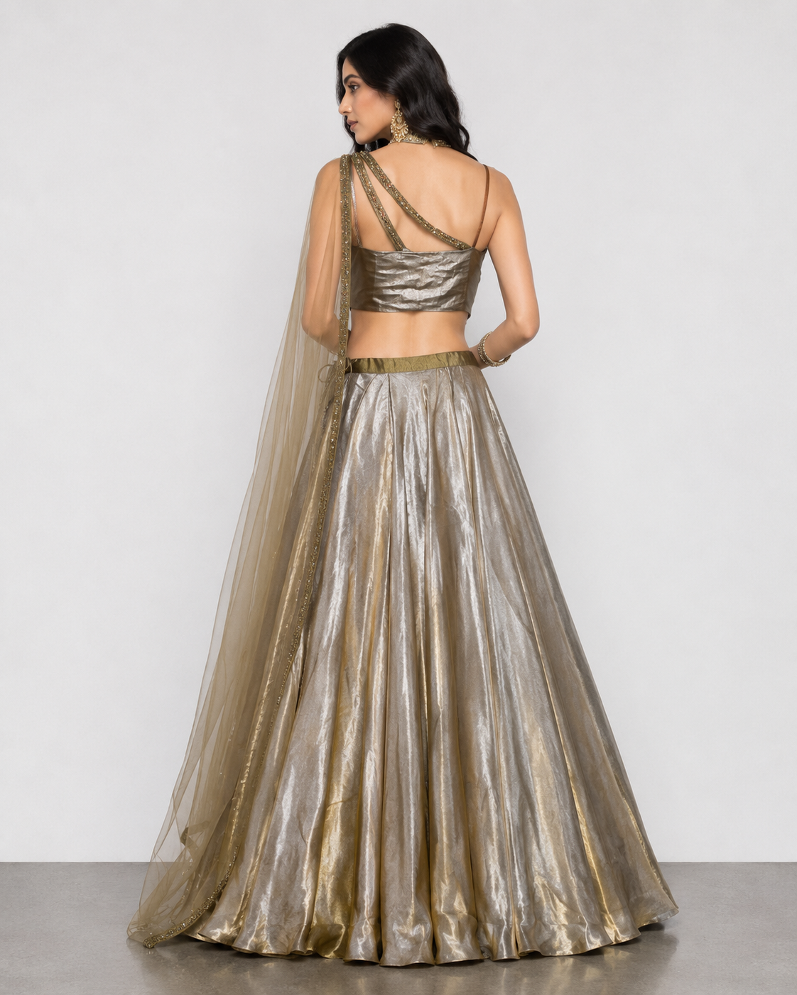 Mehndi Green Soft Silk Chaniya Choli with Kardana and Stone Work