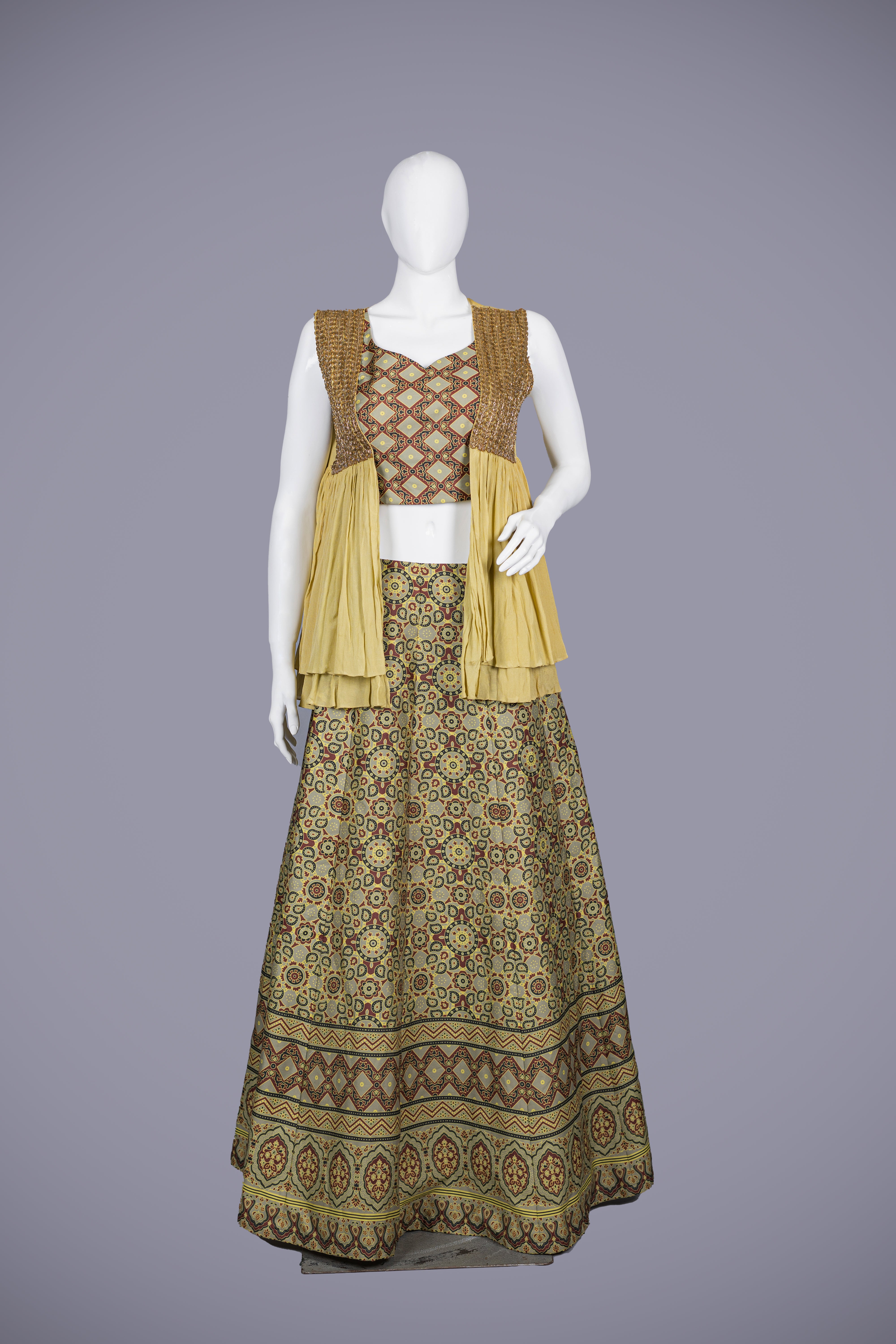 Green Lehenga Choli in Agrak Silk & Cutdana Work