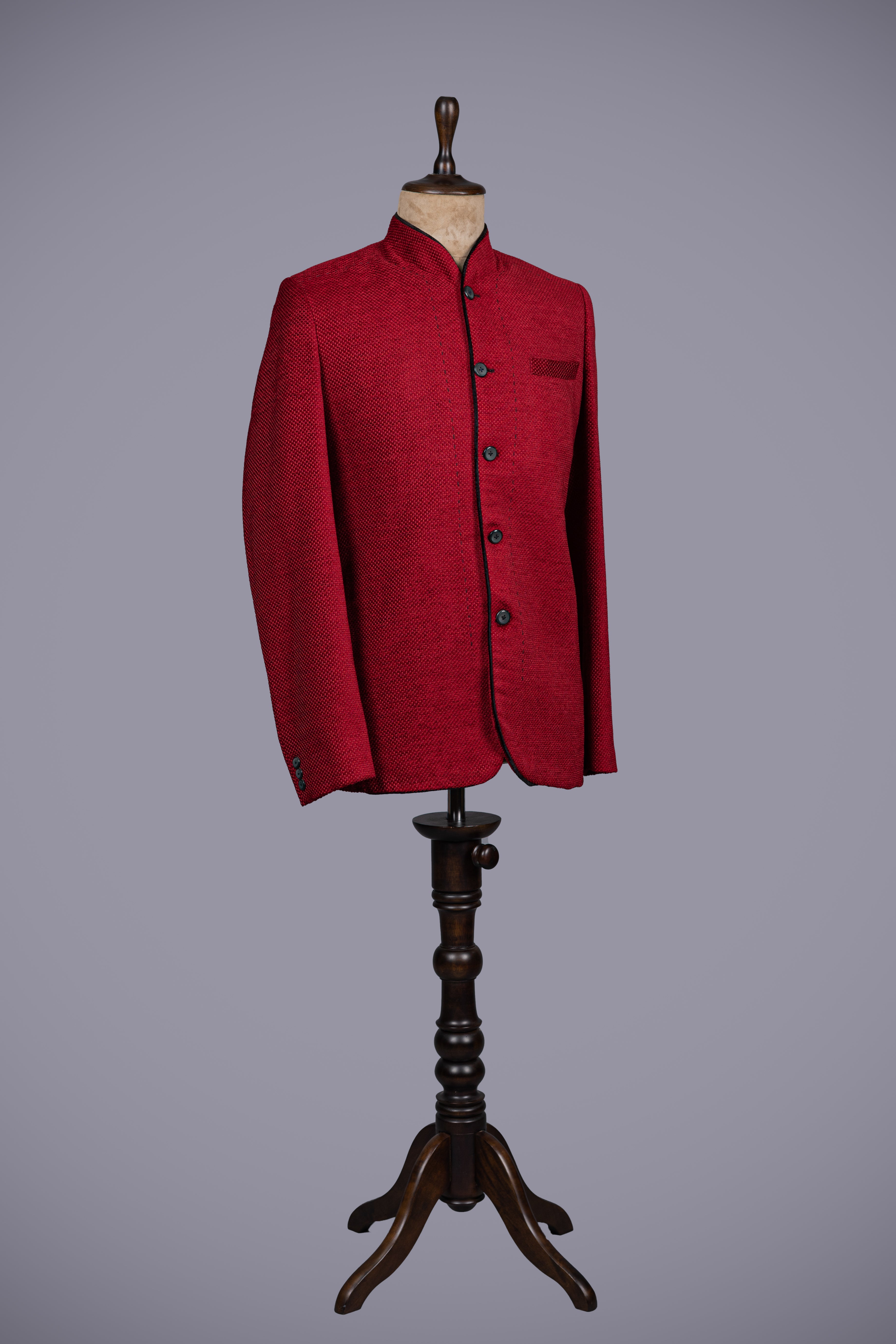 Maroon Jodhpuri for Men in Jute Silk Fabric