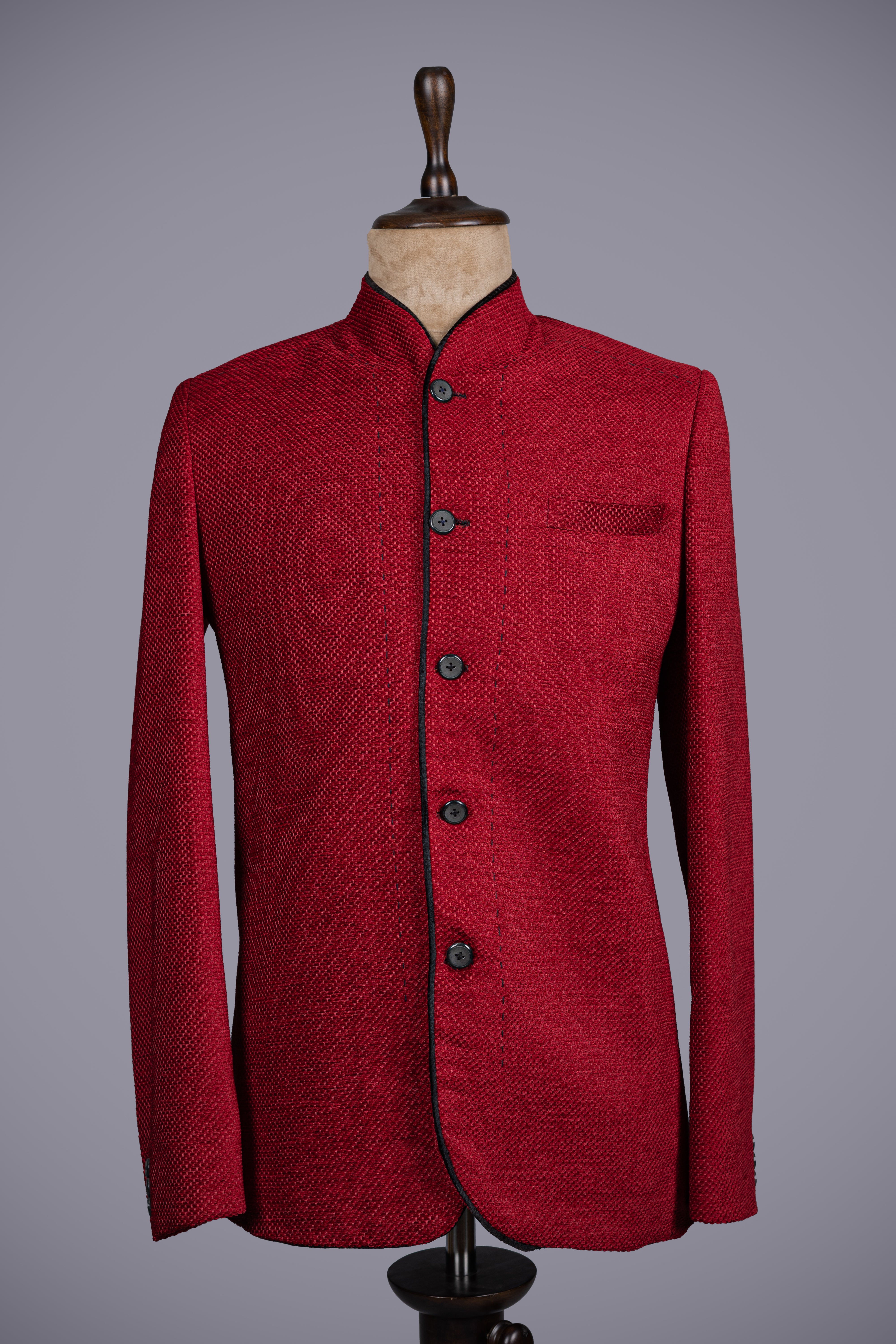 Maroon Jodhpuri for Men in Jute Silk Fabric