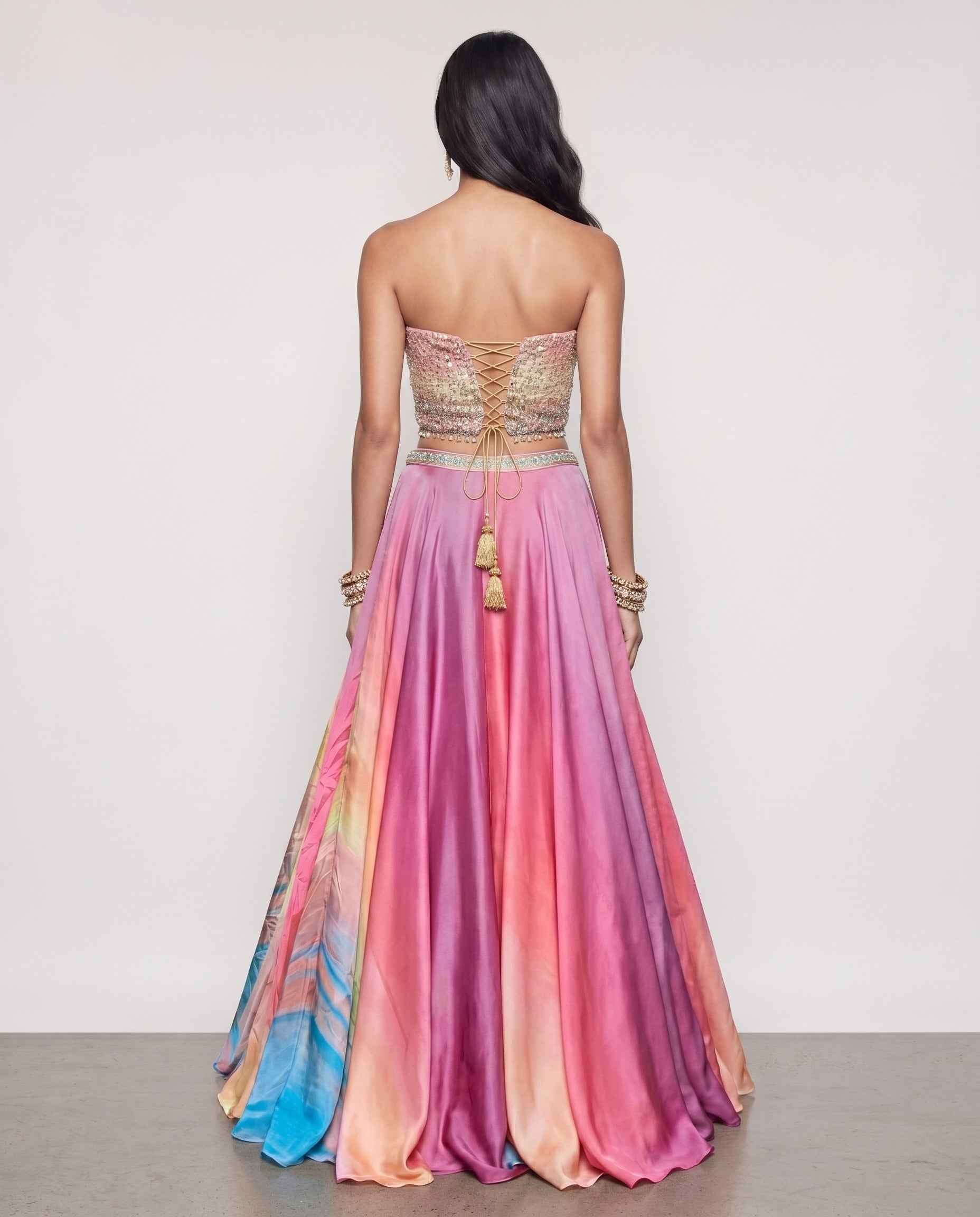 Pink Italian Silk Indo Western Outfit with Diamond Work