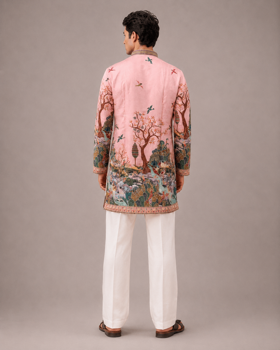 Pink Art Silk Kurta Set with Computer Print Work
