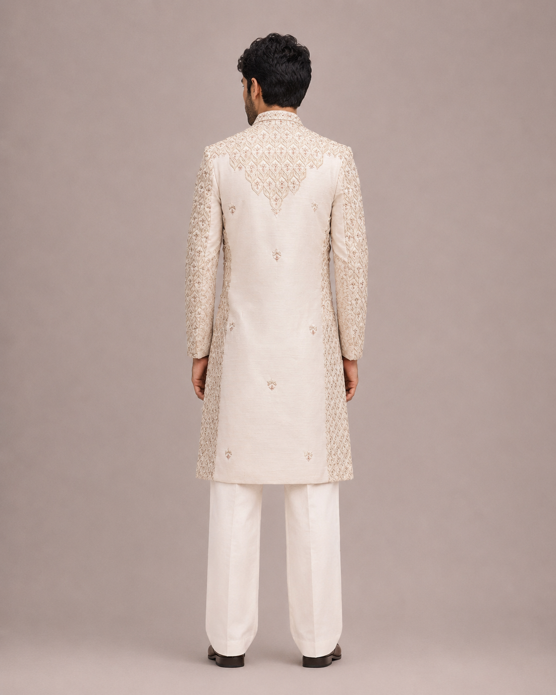 Pink Silk Sherwani with Hand Works