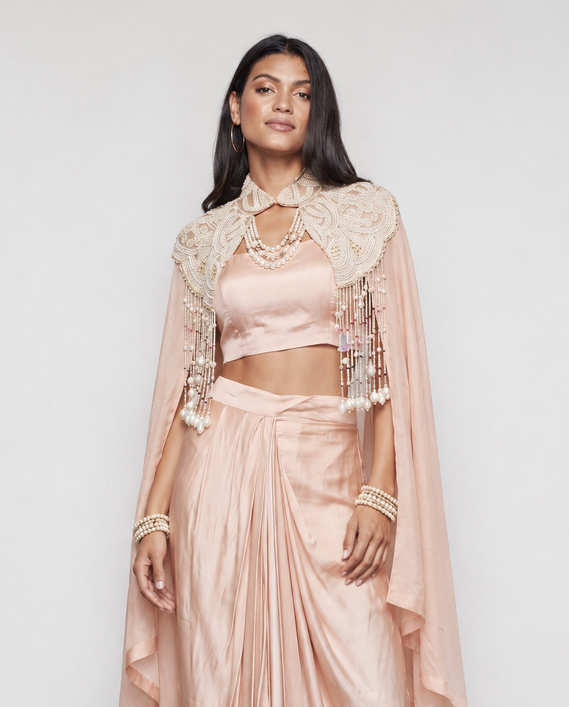 Pink Soft Silk Organza Indo Western