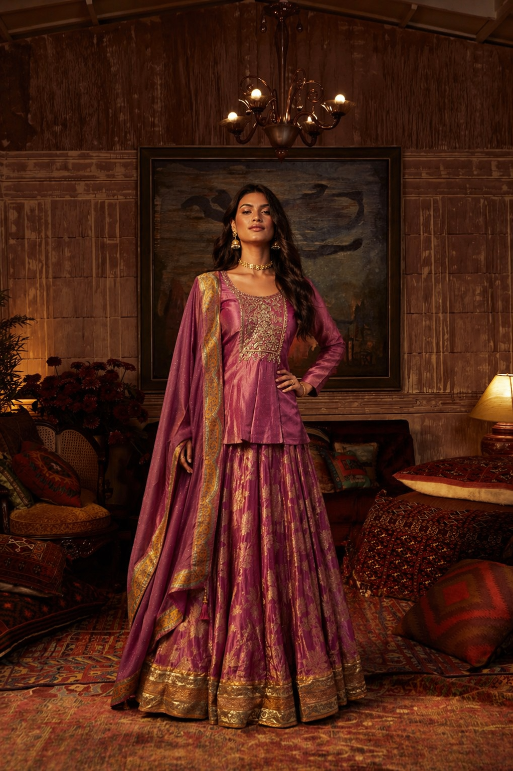 Pink Tissue Silk Choli with Zardozi and Gath Work