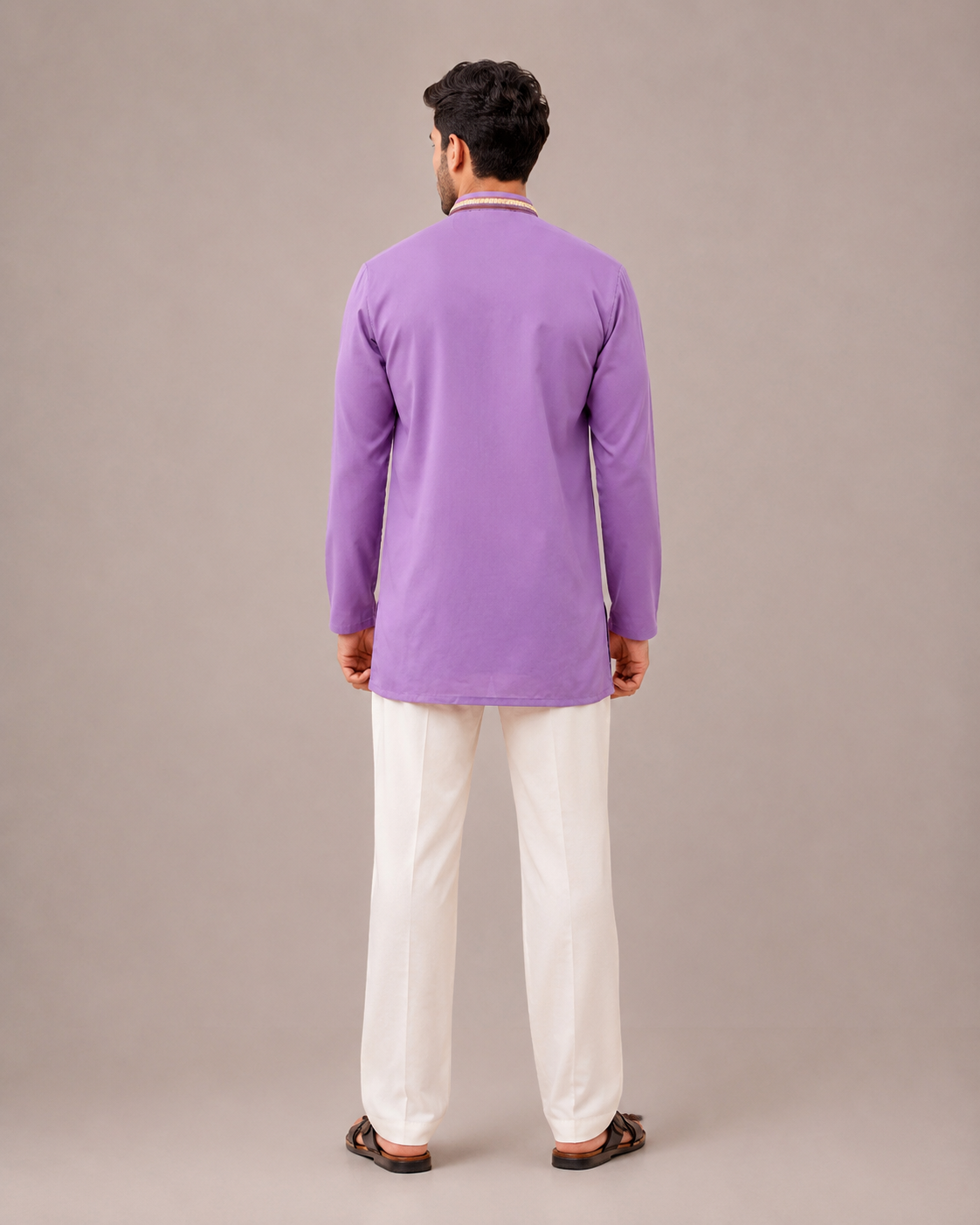 Purple Imported Fabric Kurta Top with Hand and Machine Embroidery Work