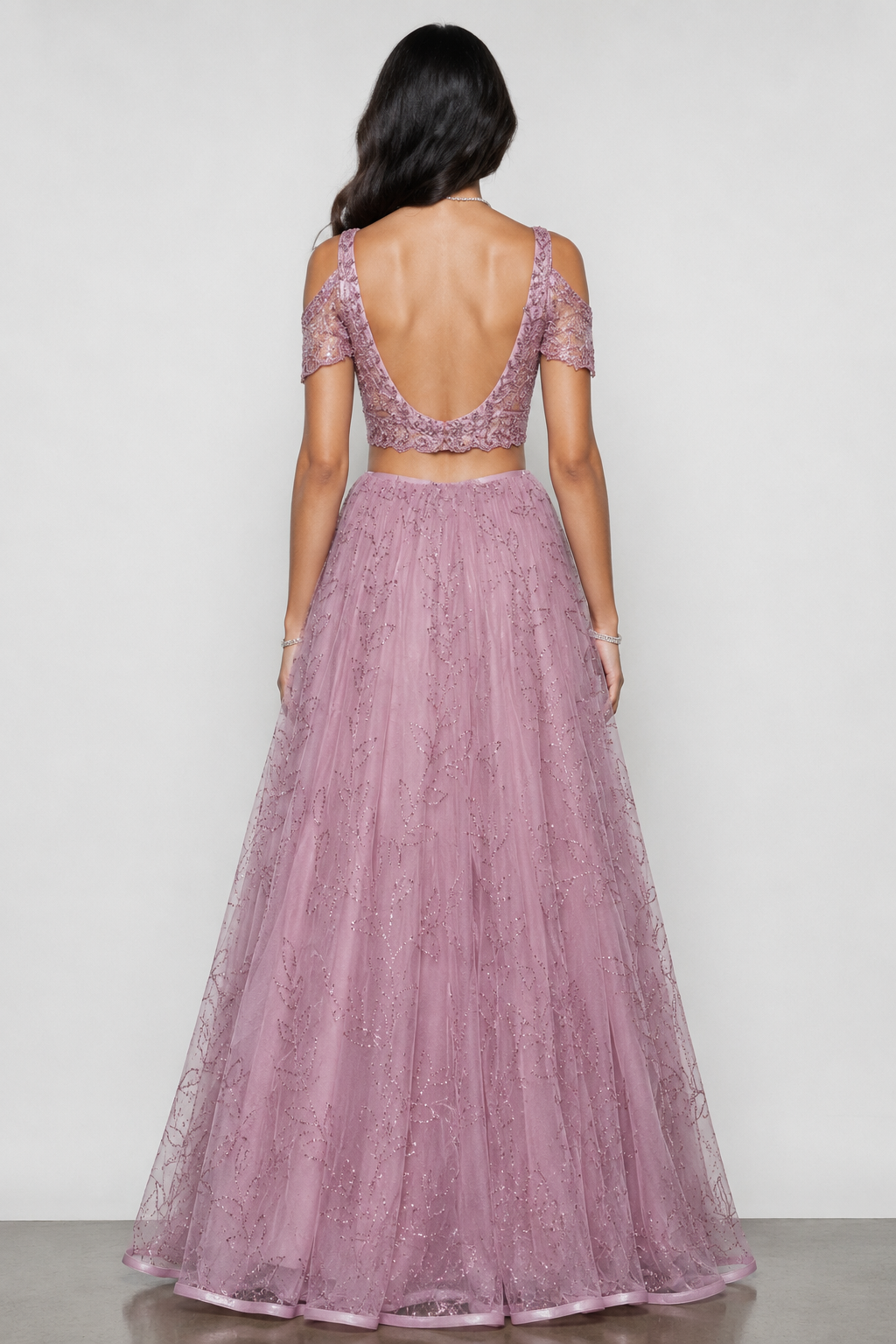 Purple Soft Net Gown with Kardana Sequins and Diamond Work