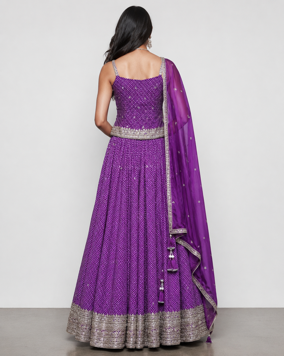 Purple Soft Silk Lehenga Choli with Antique Copper Work