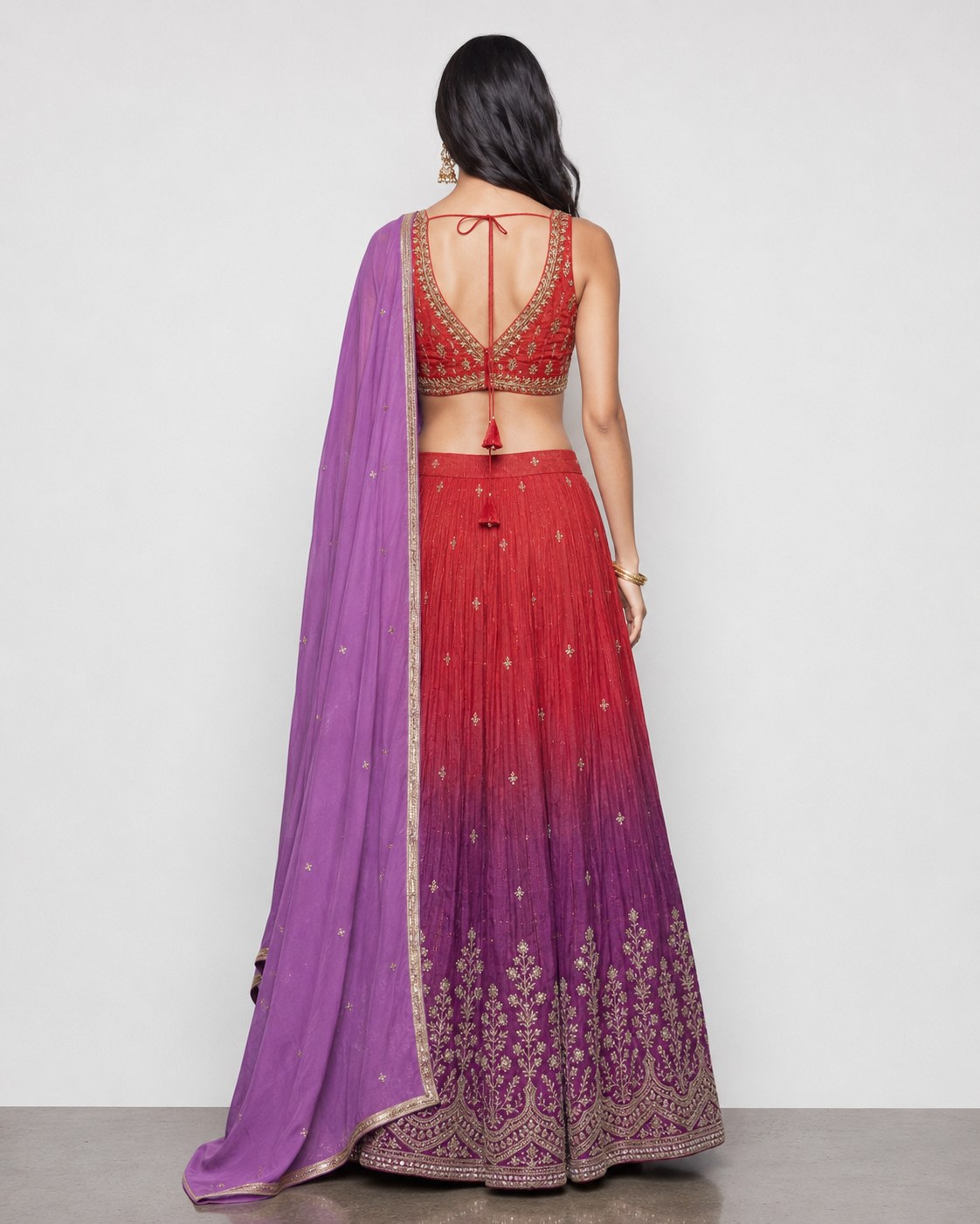 Purple Tissue Silk Lehenga Choli with Zardozi, Kashab and Resham Work